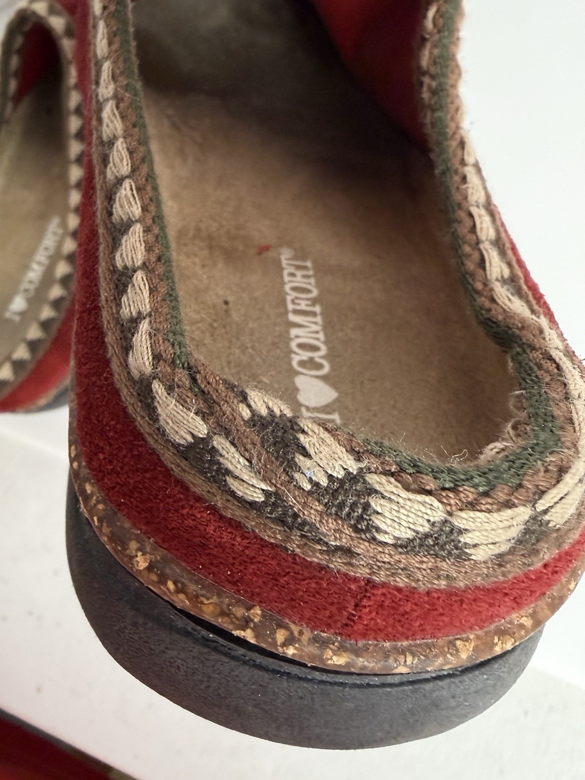 I Love Comfort Red Suede Leather Clogs Mules Slip On Comfort Shoes Women 8.5