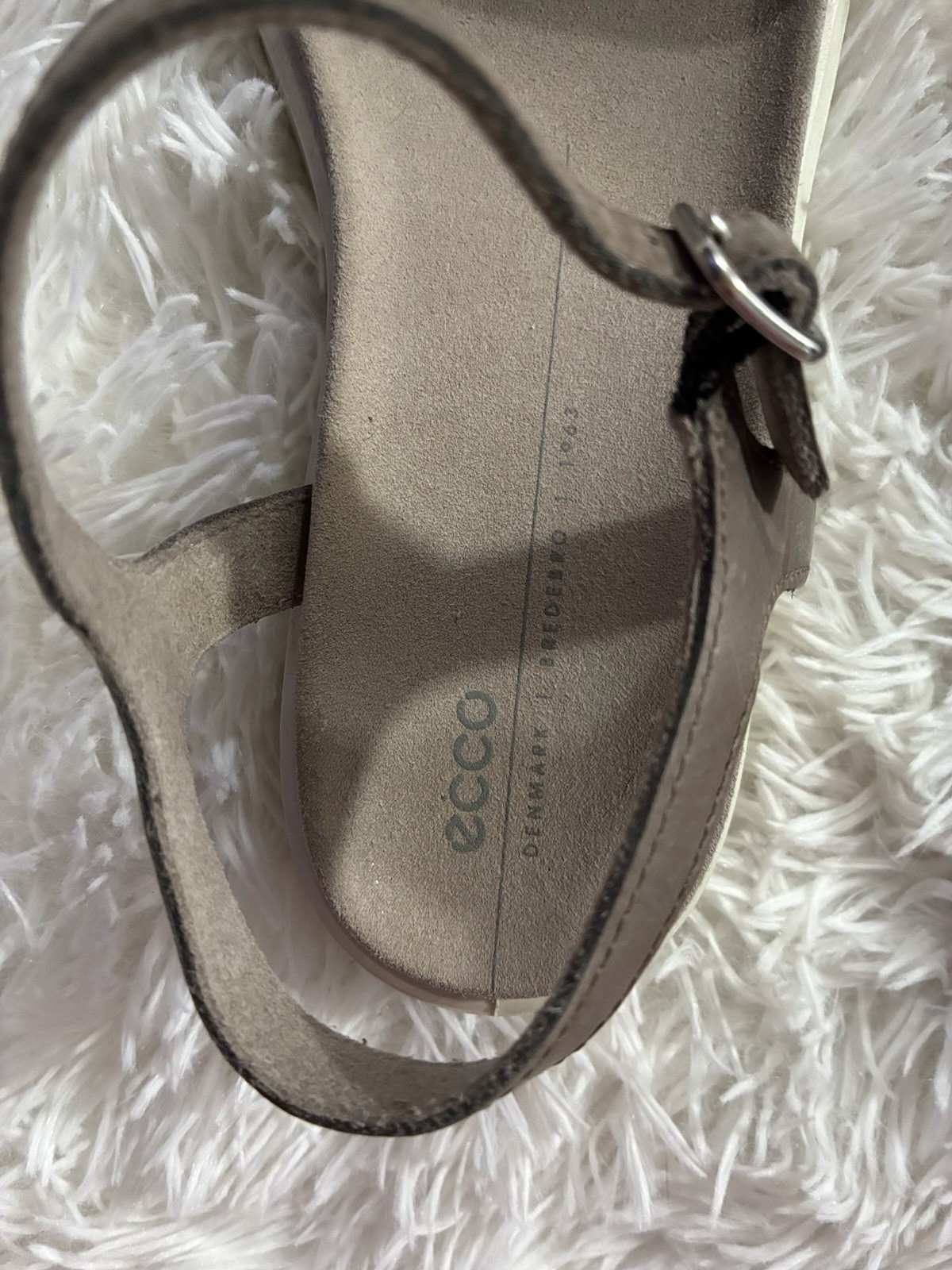 ECCO Comfort Leather Yuma Ankle Cross Strap Strappy Sandal Gray Taupe 38 7 7.5