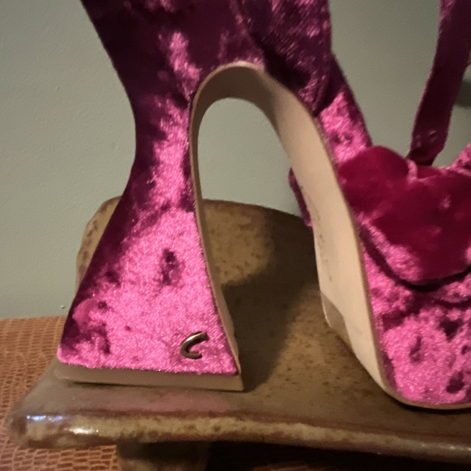 Circus by Sam Edelman Women’s Pink Velvet Platform Open Toe Bow Heels 5