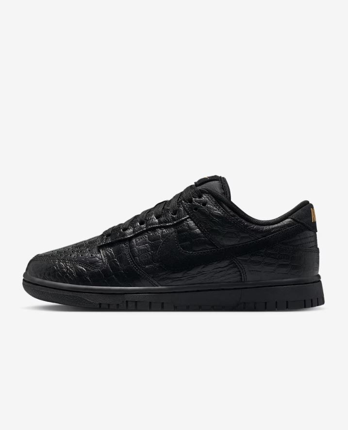 W Nike Dunk Low Crocodile Black Metallic Gold Off Noir HV4388-001 Women