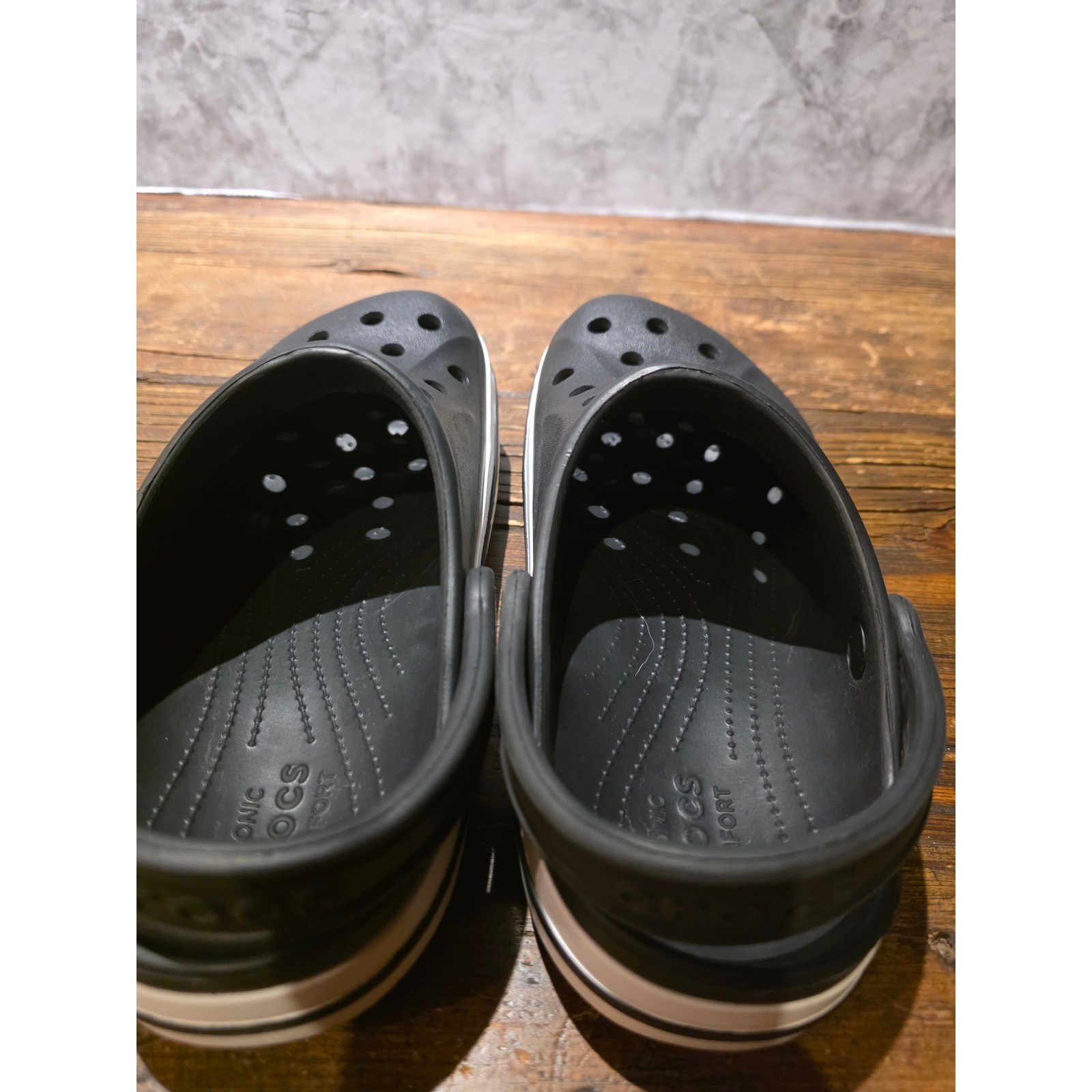 Crocs Bayaband Clogs Black White Sporty Comfort Slip On Shoes Mens 5 Womens 7