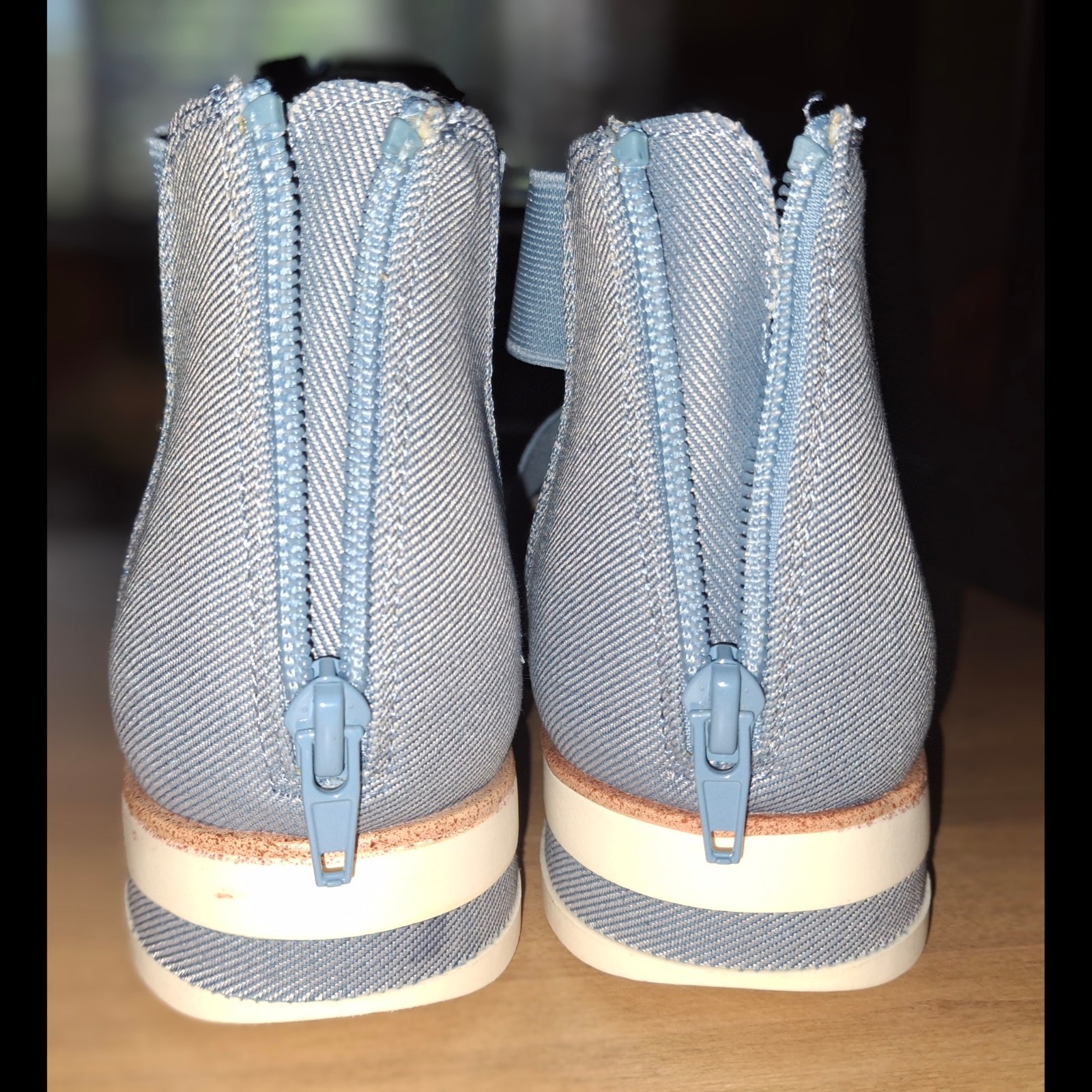 LifeStride Womens Zee Sandal Blue Denim Stretch Wedge Sport Sandals Size 9.5