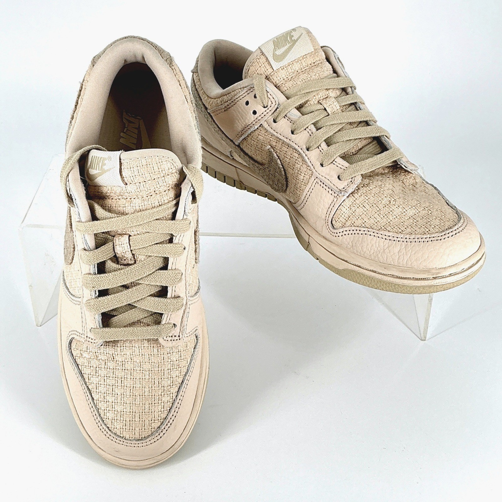 Nike Size 9.5 Dunk Low SE Women Beige Textile Leather Sneakers Shoes