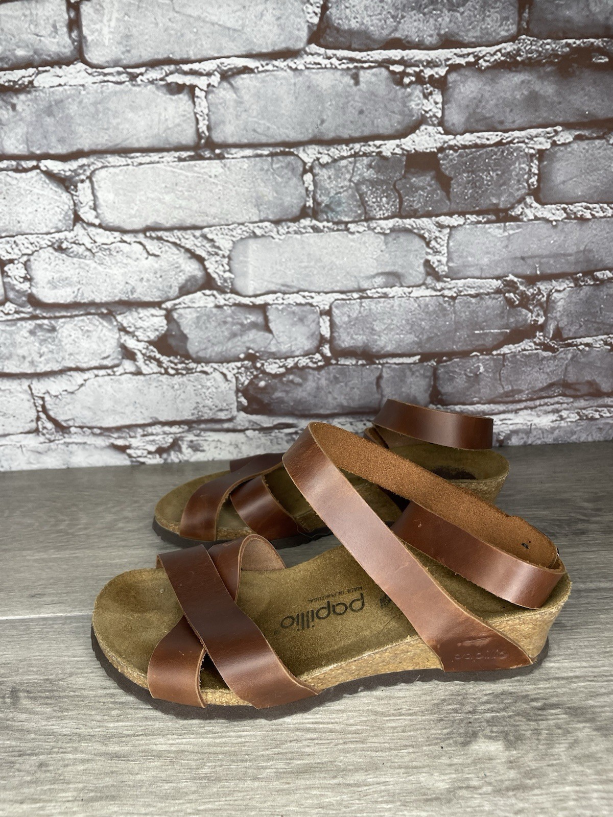 Papillio BIRKENSTOCK Lola Brown Leather Ankle Strap Sandals Women Sz 36EU/6M US