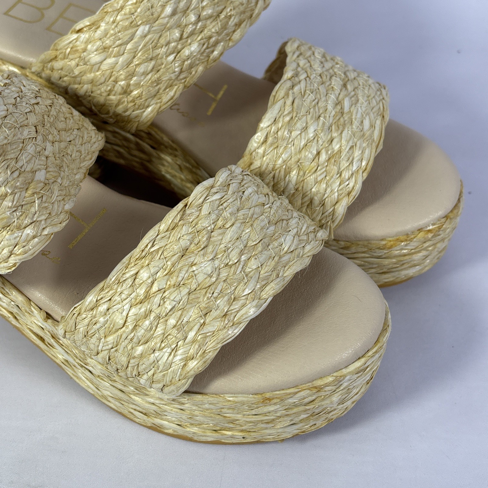 Beach By Matisse Sandal Women’s 7M Slide Platform Heel Raffia CLEAN