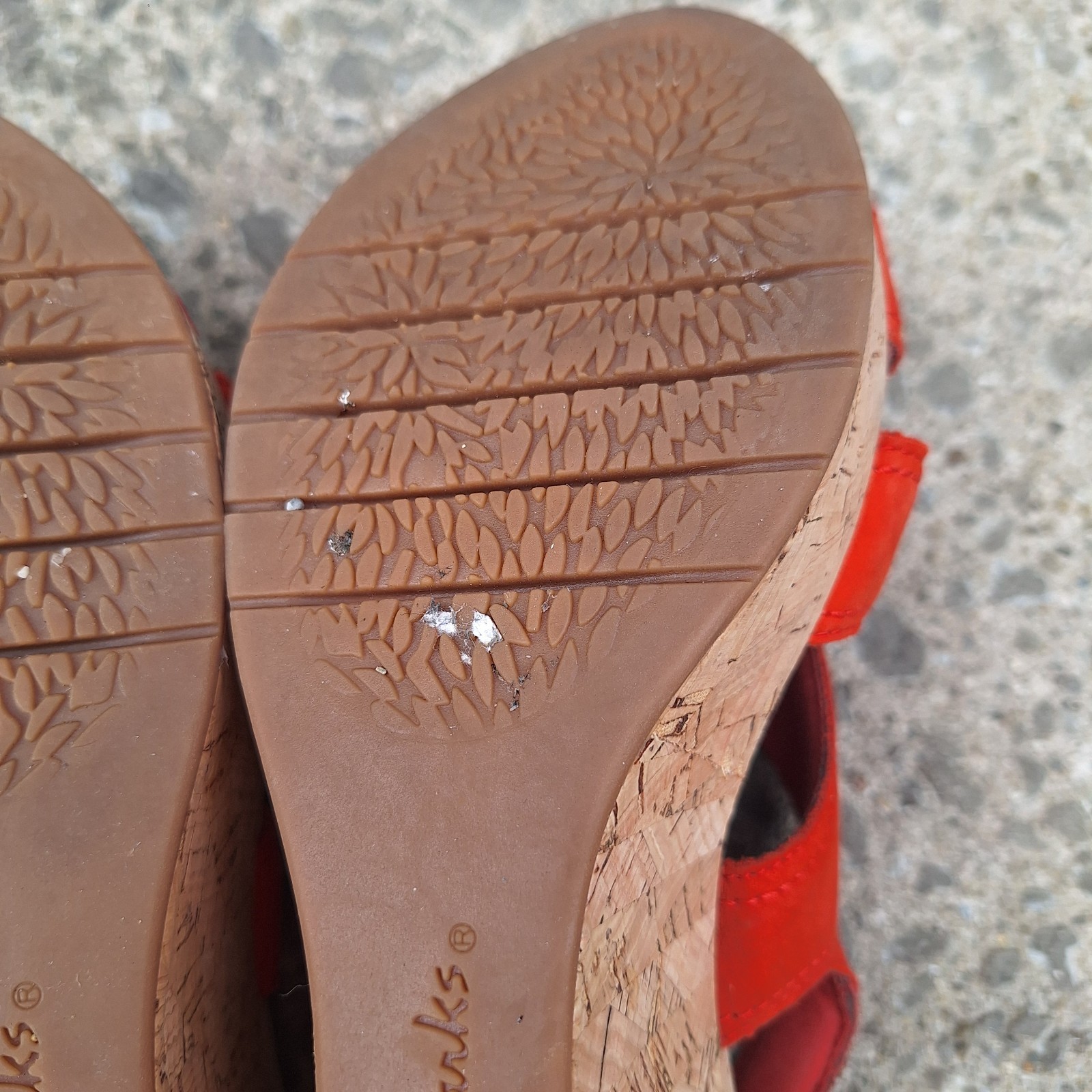 Clarks Collection Leather Cork Wedge Rose Erin 8 Festival Carnival Fair Mall Rat