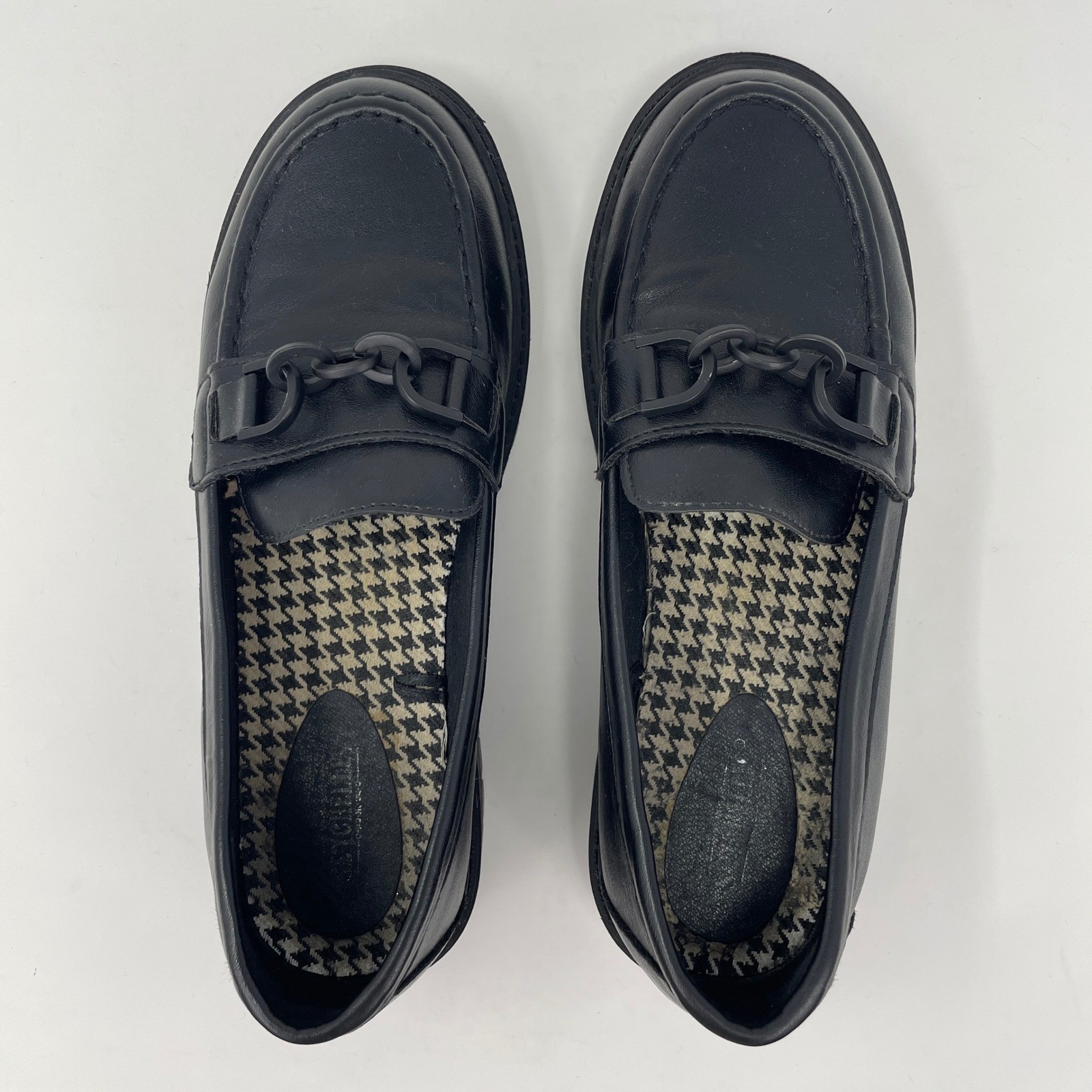 Seychelles Betty 2 Black Lug Loafer Matte Chain Houndstooth Dark Academia 7W