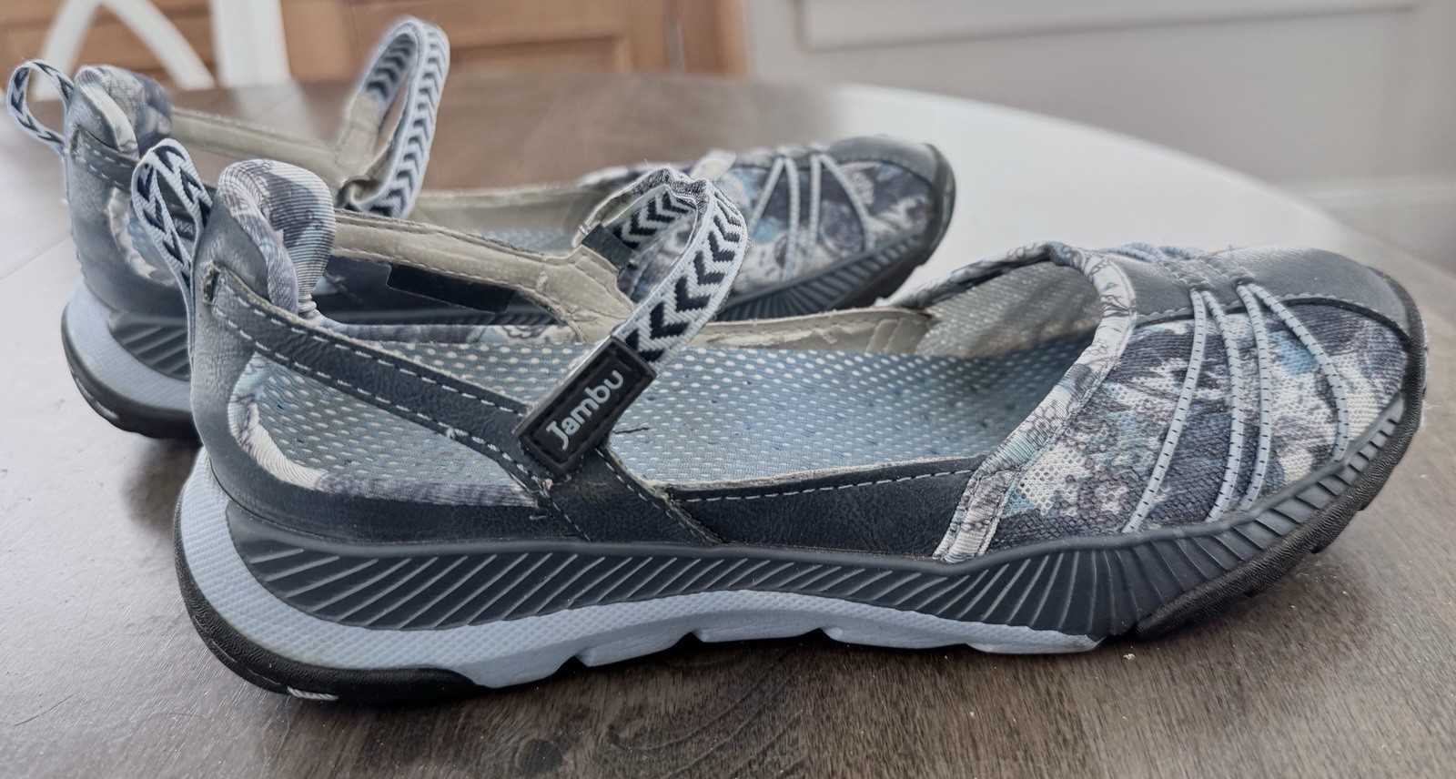 Jambu Iris-Vegan Mary Jane Floral Comfort Shoes Gray Blue Women’s 6.5M