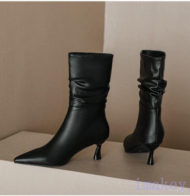Women’s Faux Leather Pointed Toe Ankle Boots Casual Outdoor Formal Party Shoes