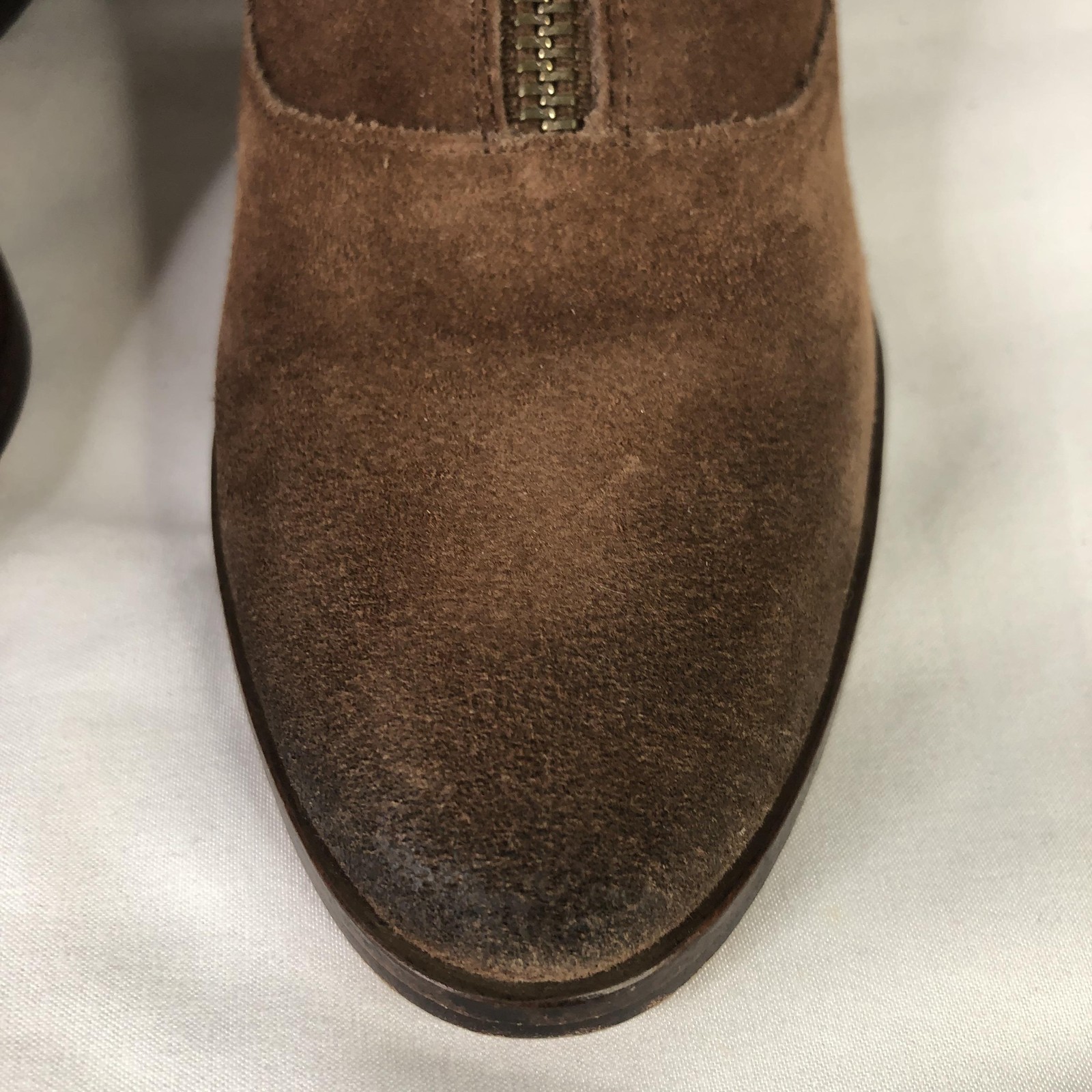 Rebecca Minkoff Boots Womens Size 6 Brown Suede Ankle Zip Buckle Heel Booties