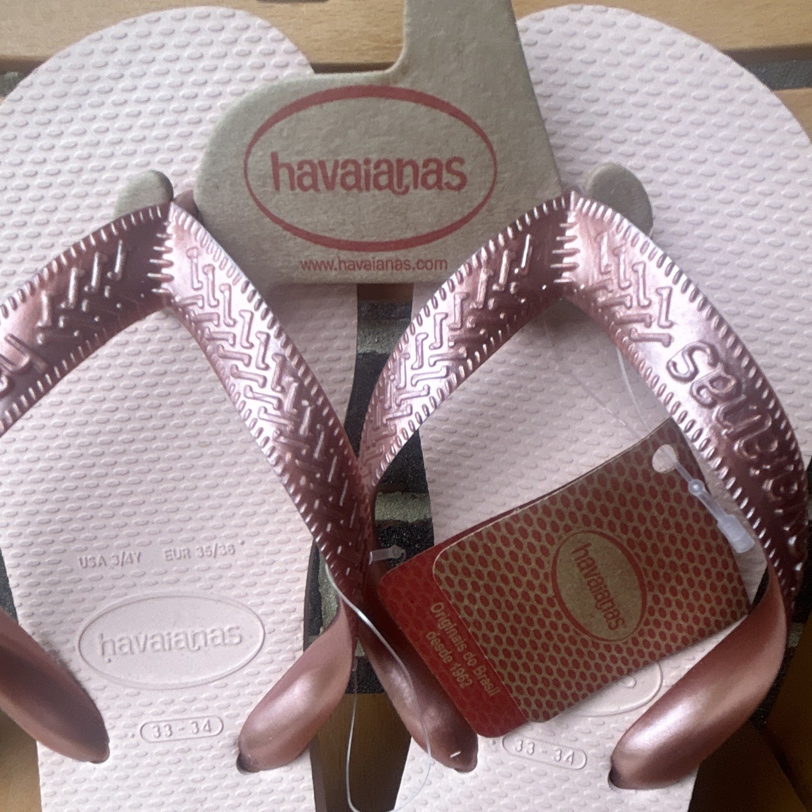 Havaianas Ballet Rose Solid Flip Flop Sandals Kids US 3/4Y 33/34 EU 35/36