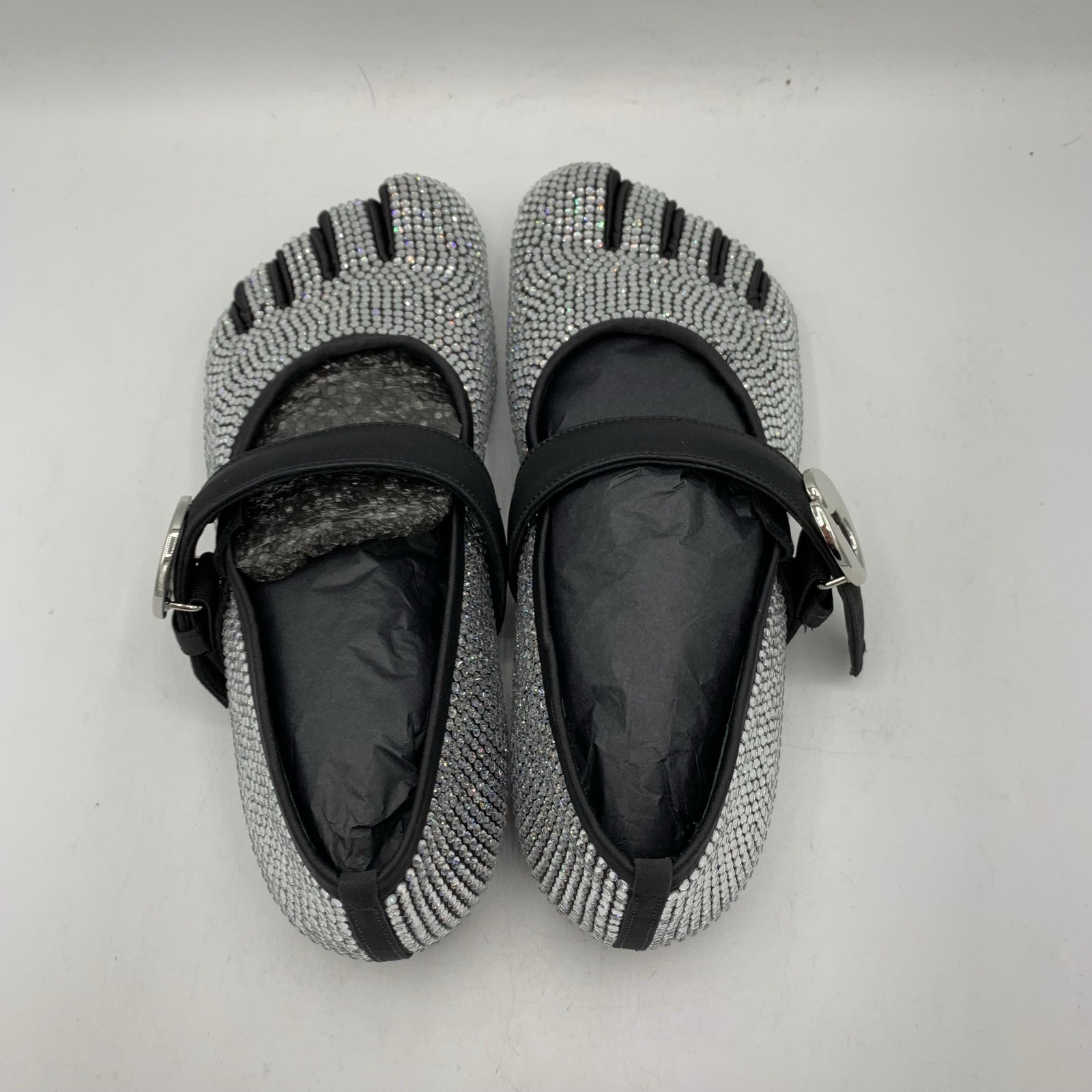 Coperni Collette Ballerina Shoes Womens Size 6 Silver Crystal Mary Jane Five Toe
