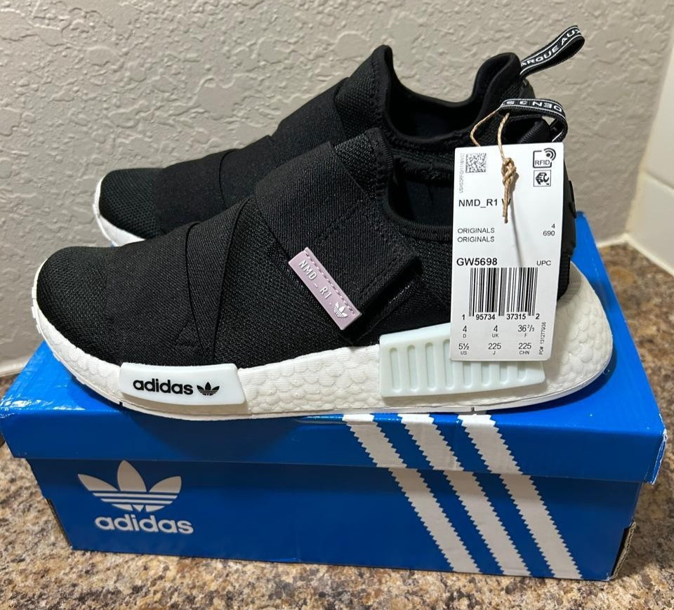 Adidas Women’s NMD_r1 Sneaker- Black/Black/Core White-SIZE US 5.5-New