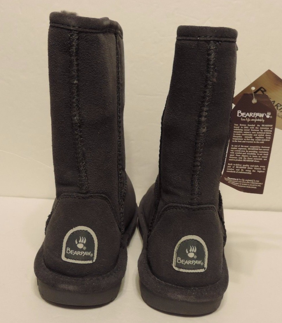 New Bearpaw Emma Short 8 608W Charcoal Cow Suede Upper Sheepskin wool blend 8