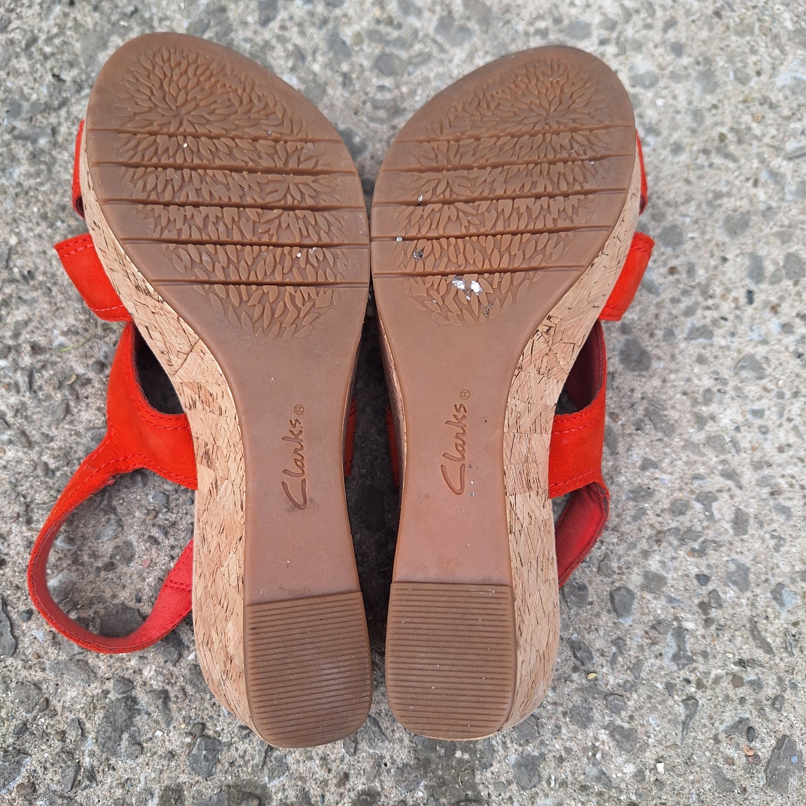 Clarks Collection Leather Cork Wedge Rose Erin 8 Festival Carnival Fair Mall Rat