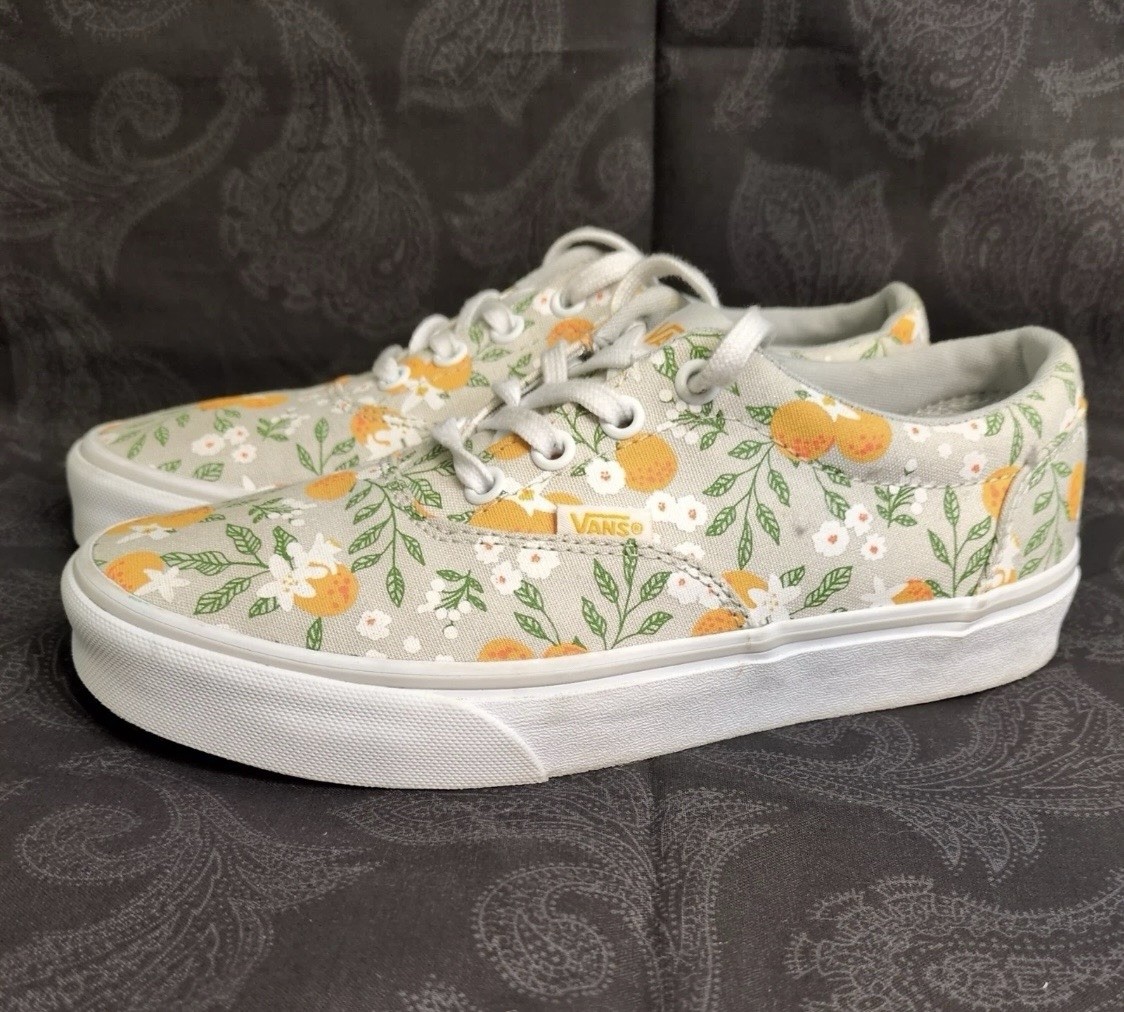 VANS 🍊Womens Sneaker Doheny 721356 Orange Blossom🍊 Floral Size 6.5 VGC 🍊💕