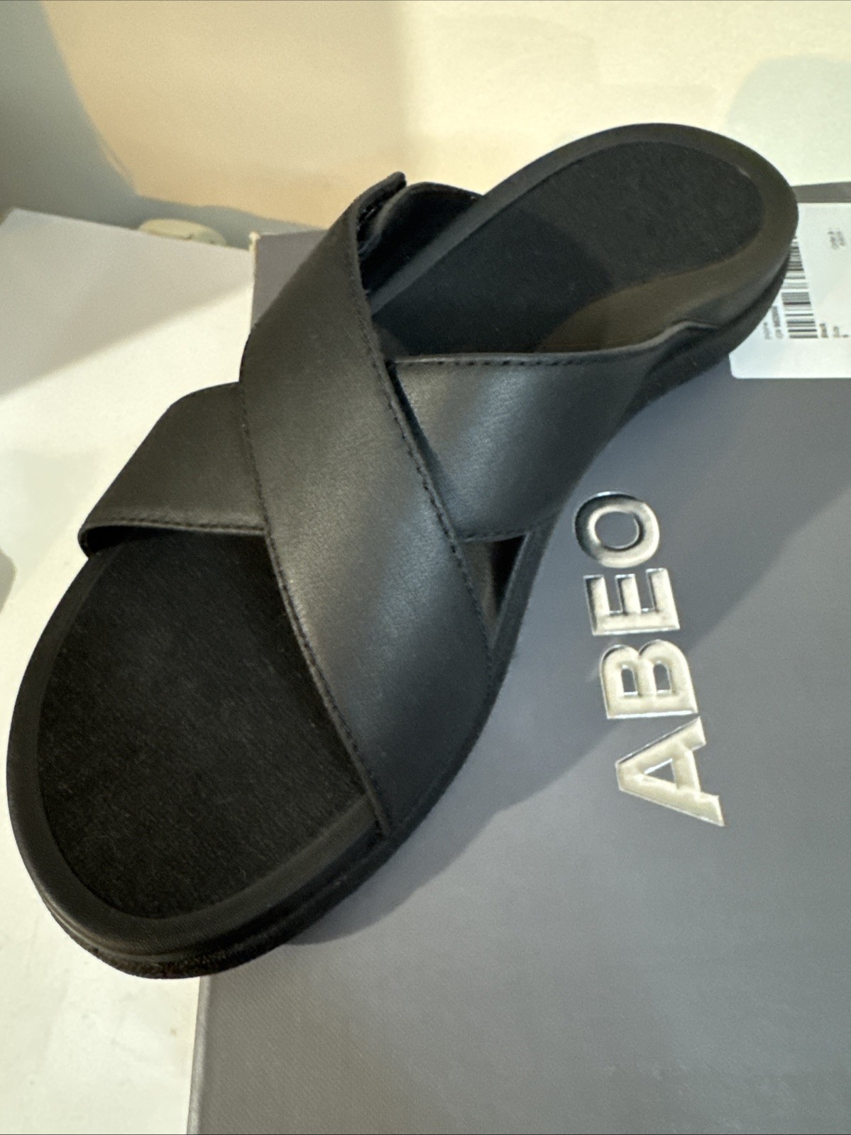 ABEO Laguna Women’s Slide Leather Sandals Size 9 Black