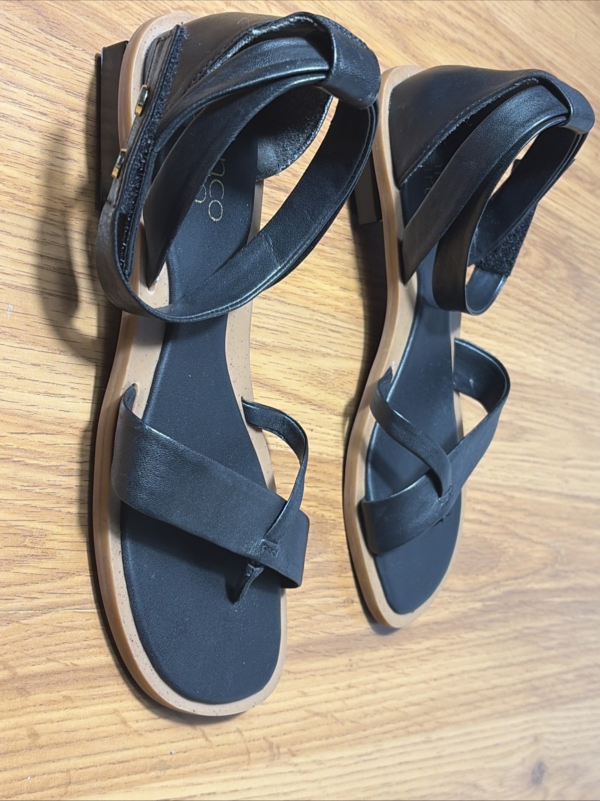 black leather Franco Sarto Parker sandals 7.5