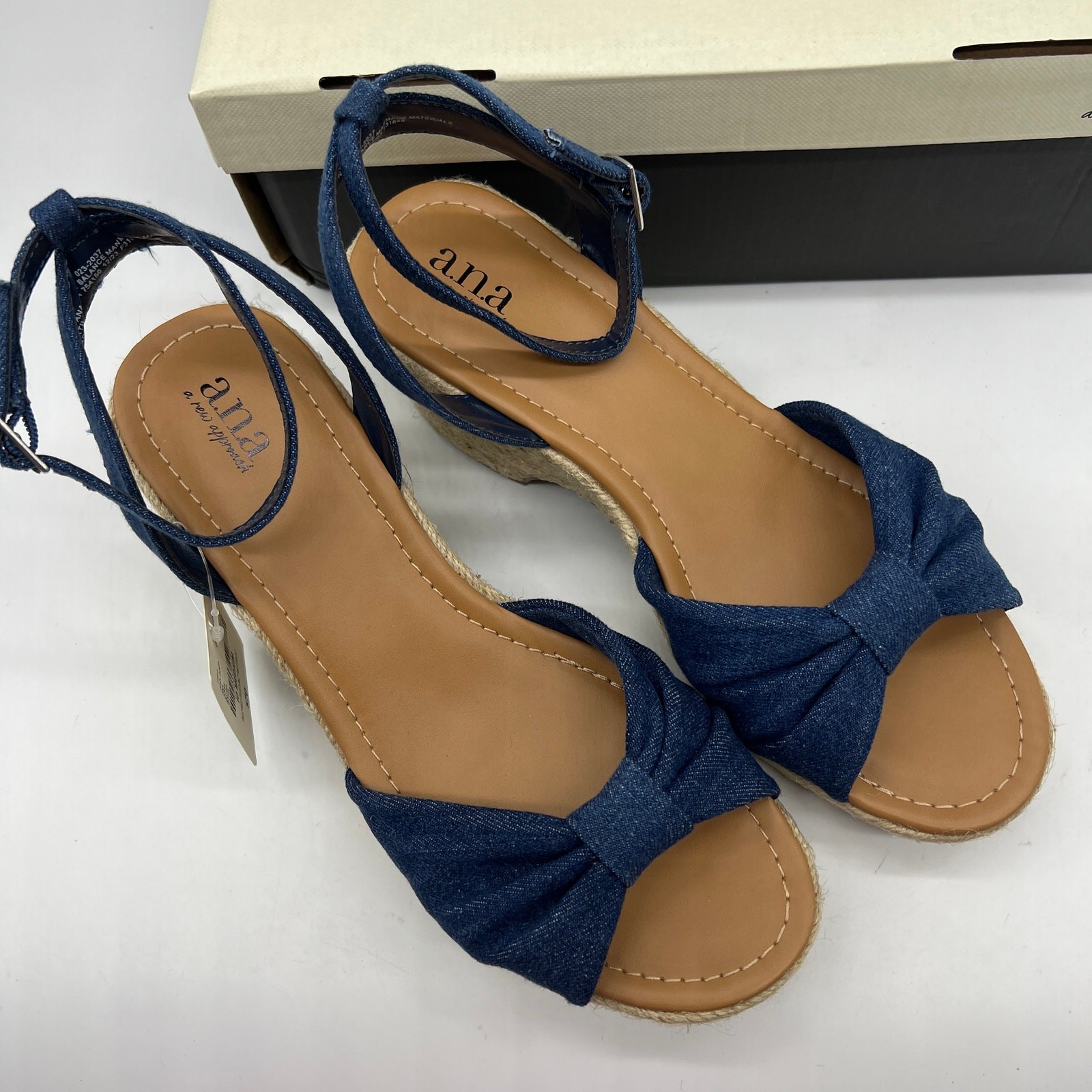 a.n.a Womens Dukes Heeled Sandals Denim Blue Size 10M