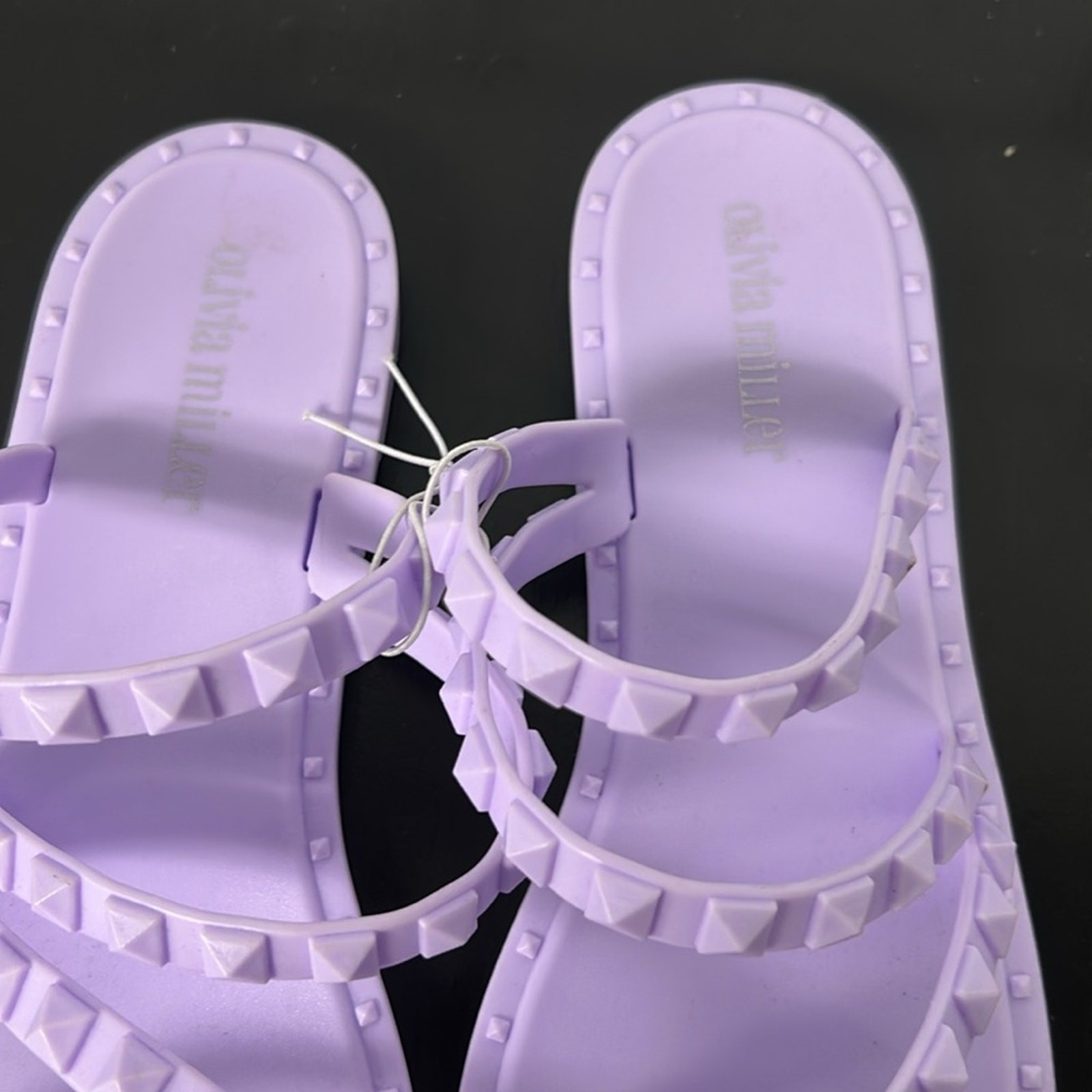New Olivia Miller Women Size 10 Lavender Light Purple Flat Stud Sandals Strappy