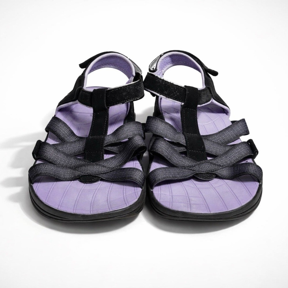 JSport Brand – Sandals – Black and Purple Strappy Sandals – Women’s size 9