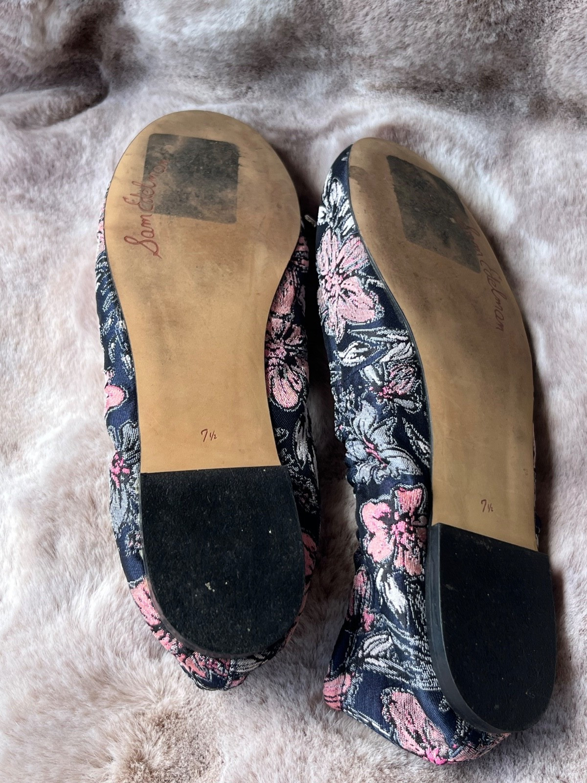 Sam Edelman Felicia Floral Flowers Embroidered Ballet Flats Bow Charm Sz 7.5