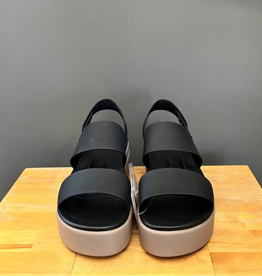 Crocs Women Black / Mushroom Brooklyn Low Wedge Sandals US 7, 8, 9 NWT