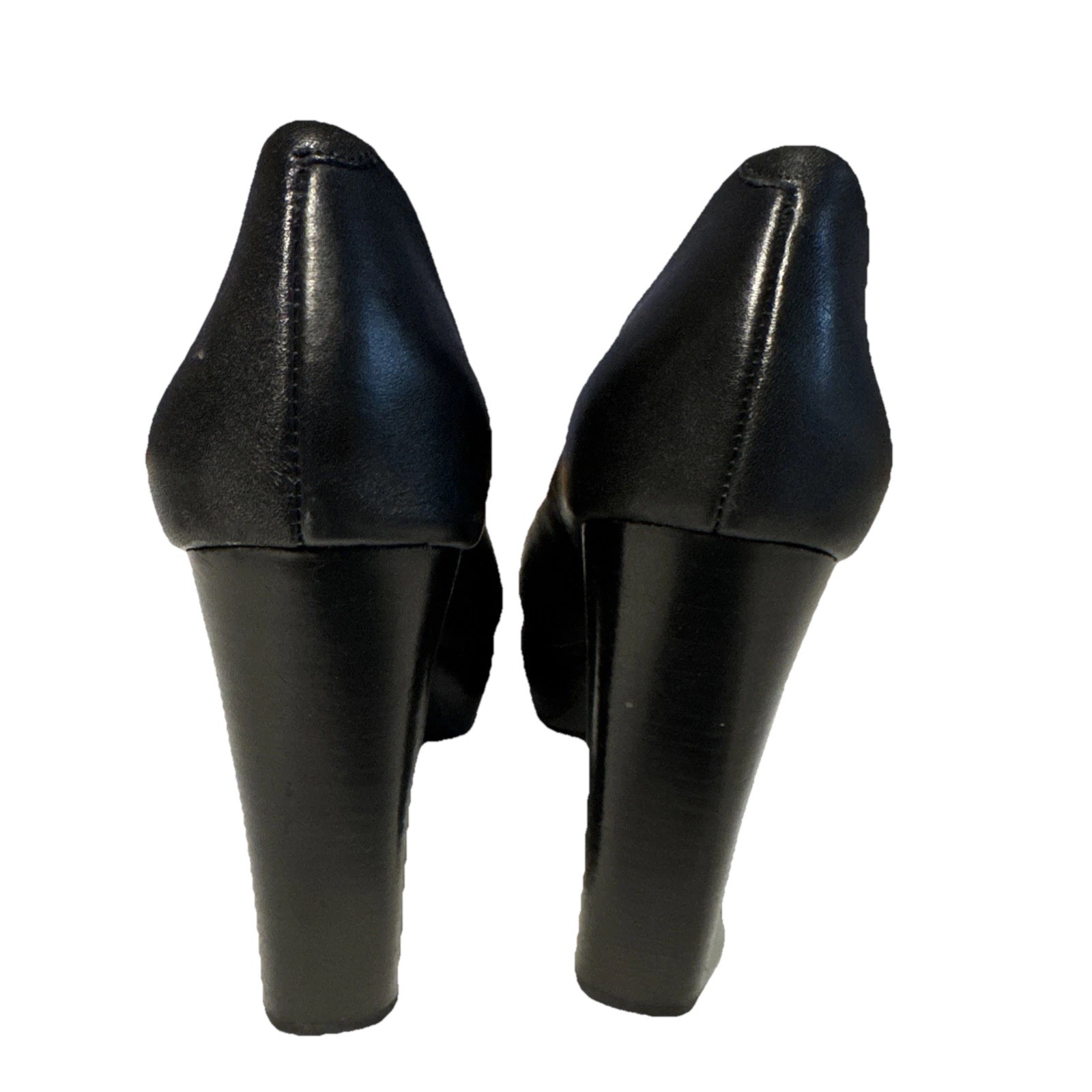 Express Black Faux Leather Platform High Heel Pumps Size 7.5 Round Toe Classic
