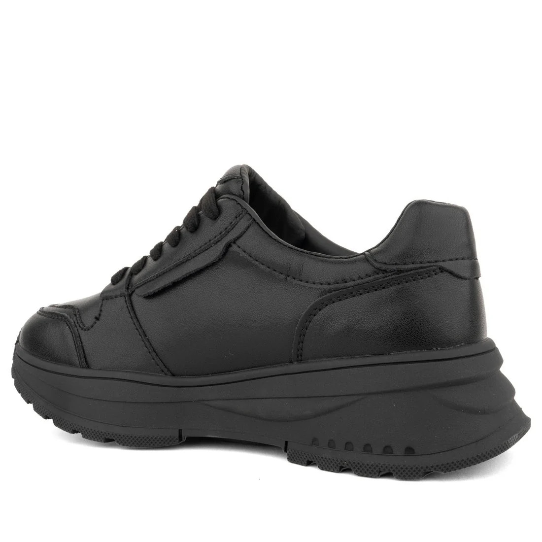 La Conte Women’s Black Leather Fashion Sneakers Casual LAC6590-25206-LEBLK
