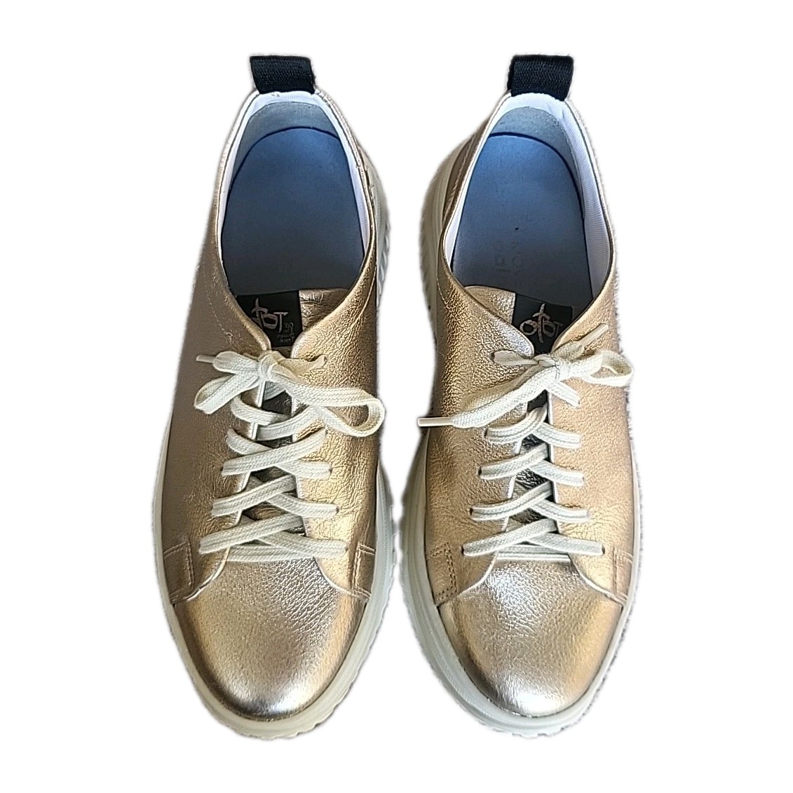 OTBT Pangea Sneakers Womens 9.5M Gold Leather Lace-Up Platform Shoes Brazil