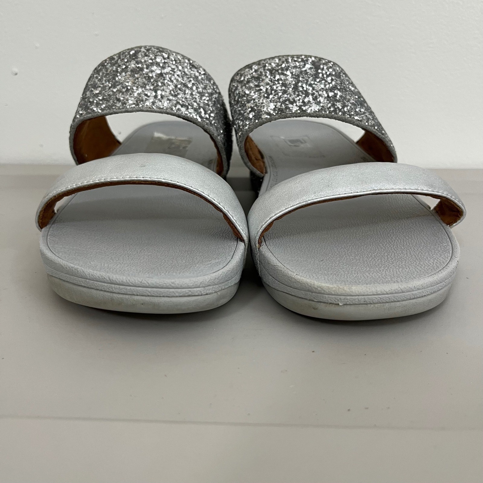 FitFlop Glitter Slide Sandals Womens 11 Microwobbleboard Platform Bling Resort