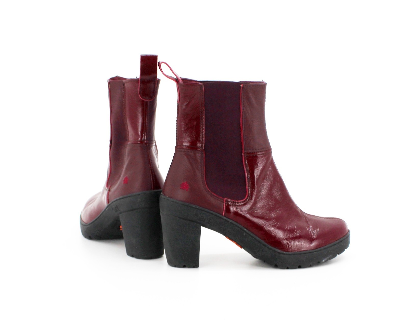 The Art Company Ankle Boots Funnel Heel Slip On Leather Dark Red Size 38