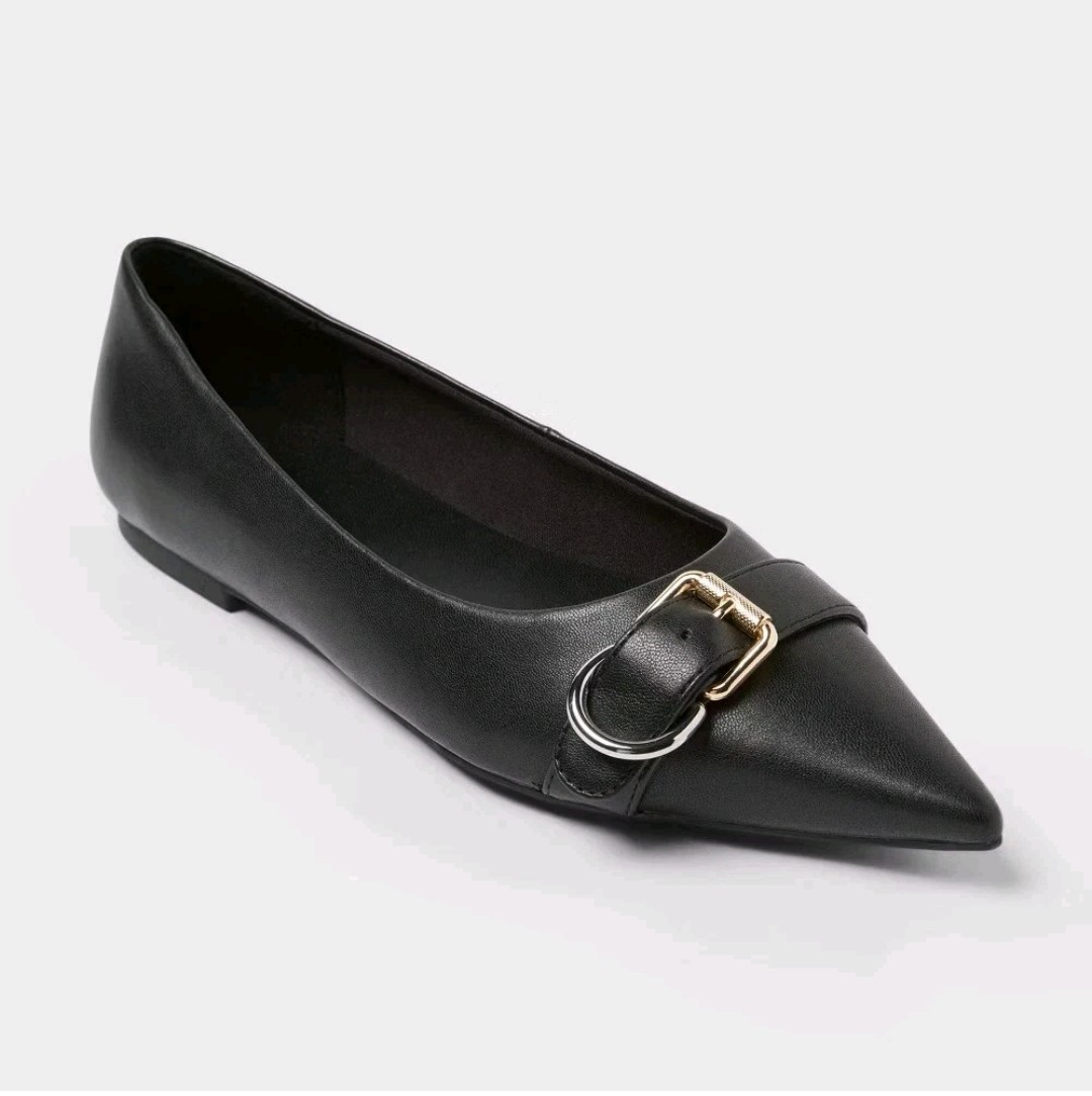 Women Valentina Pointed Toe Buckle Ballet Flats with Memory Foam Insole – Choose