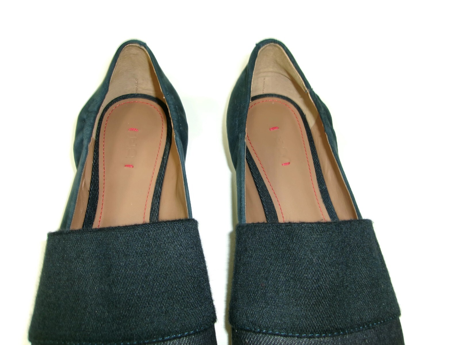 Womens ED Ellen Degeneres Karlin Suede & denim Textile Flats Blue Size 8 M