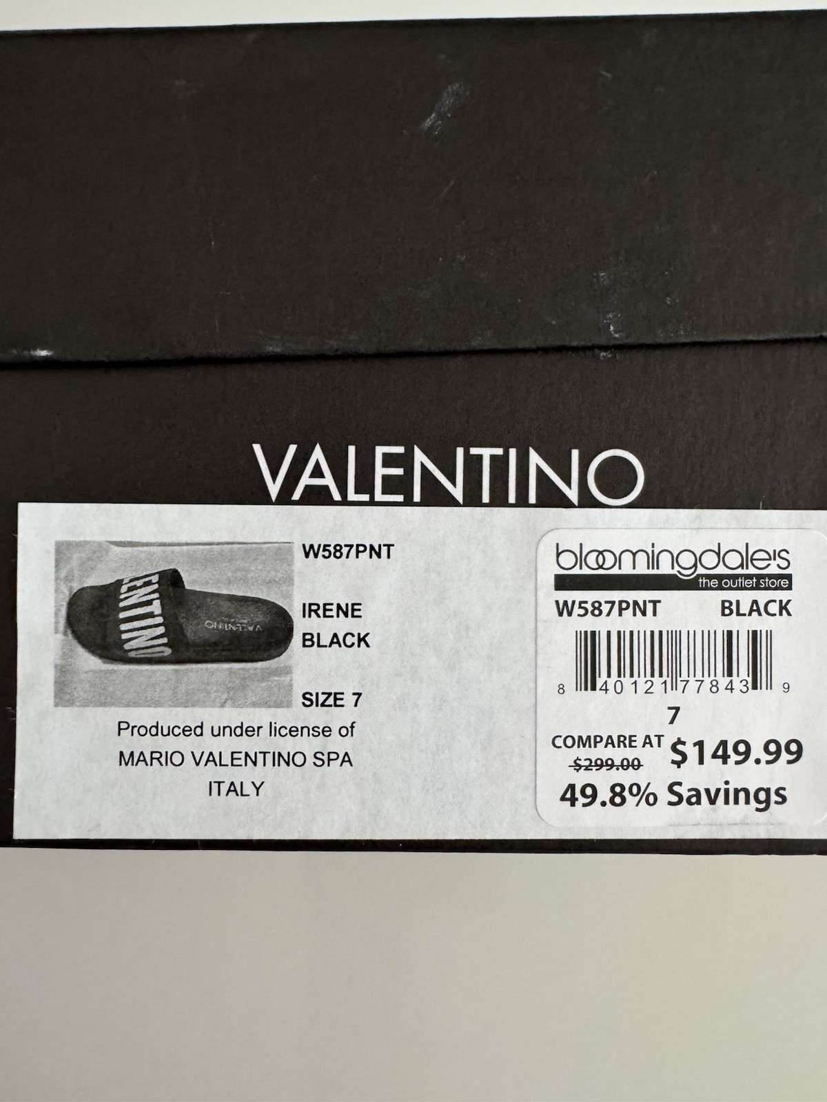 VALENTINO Black Stripe Contrast Irene Slip On Slide Sandal Designer MP$300 Sz 7