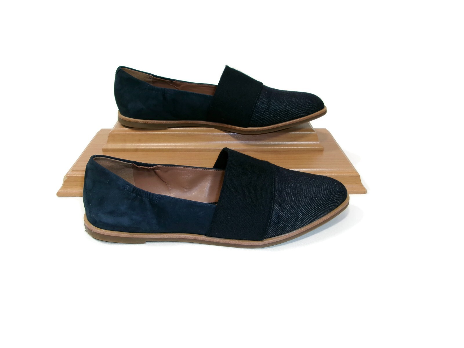 Womens ED Ellen Degeneres Karlin Suede & denim Textile Flats Blue Size 8 M