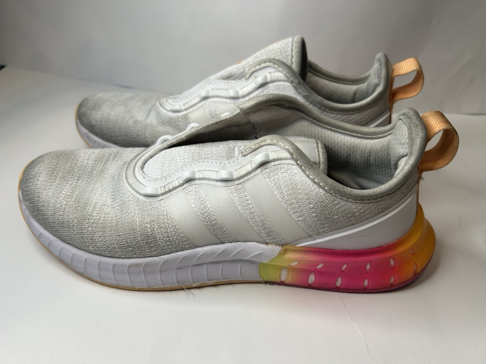 Adidas Kaptir Super Slip On Shoes Women’s US 7 Gray White Pink Orange FZ2790