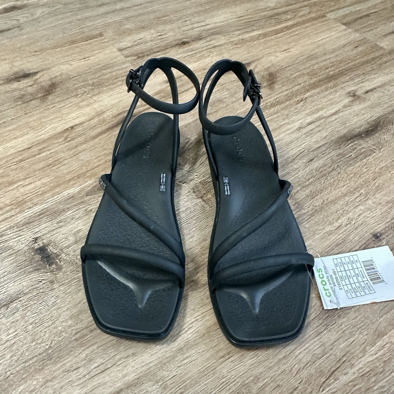 New Black Crocs Women’s 10 Miami Adjustable Ankle Strap Sandals Croslite Foam