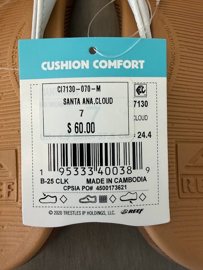 Reef Santa Ana Cloud Flip Flops Women’s 7 White Cushion Comfort NWT MSRP $60