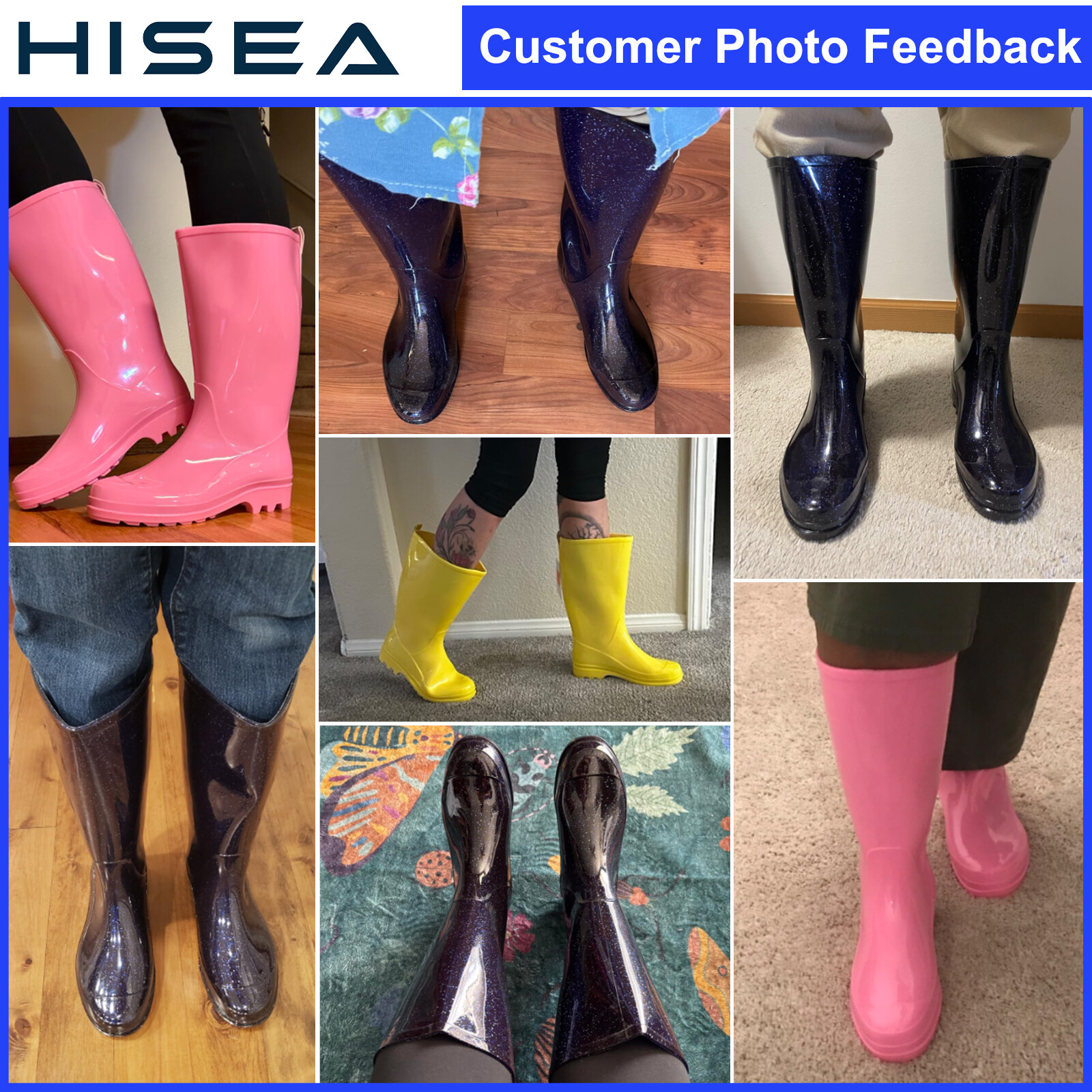 HISEA Women’s Knee High Rain Boots Waterproof Wellies Non-Slip Garden Work Boots