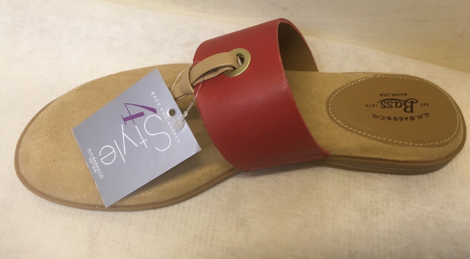 G.H. Bass Robin Red Sandal Leather Upper Suede Like Sock Lining Size 6M
