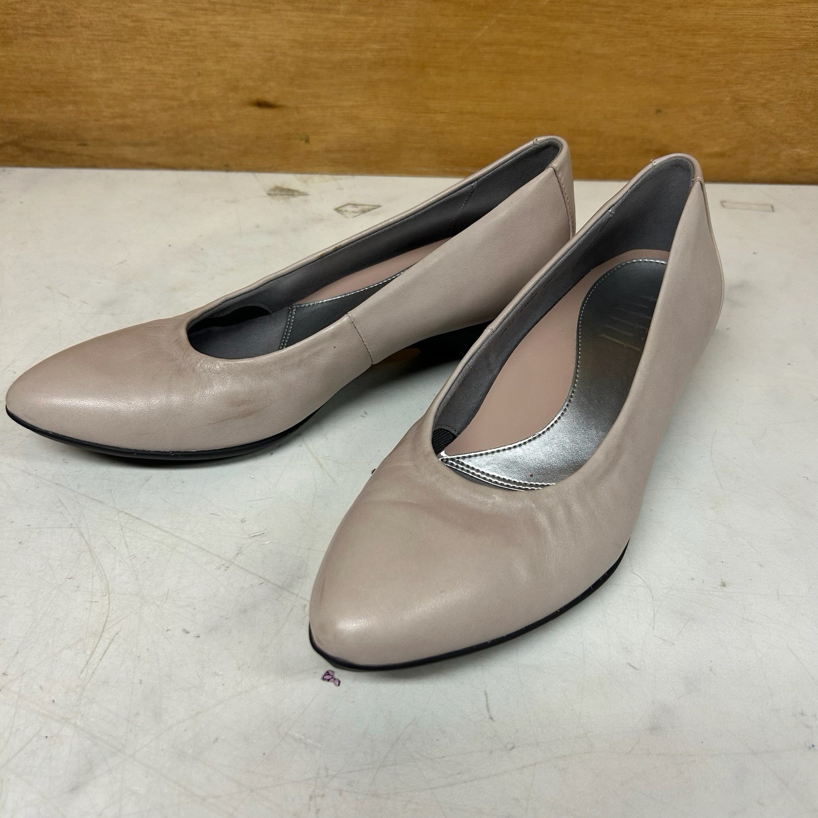 fitfit Women’s Comfort Low Heel Pumps Beige Gray Size 24.0cm Leather Used