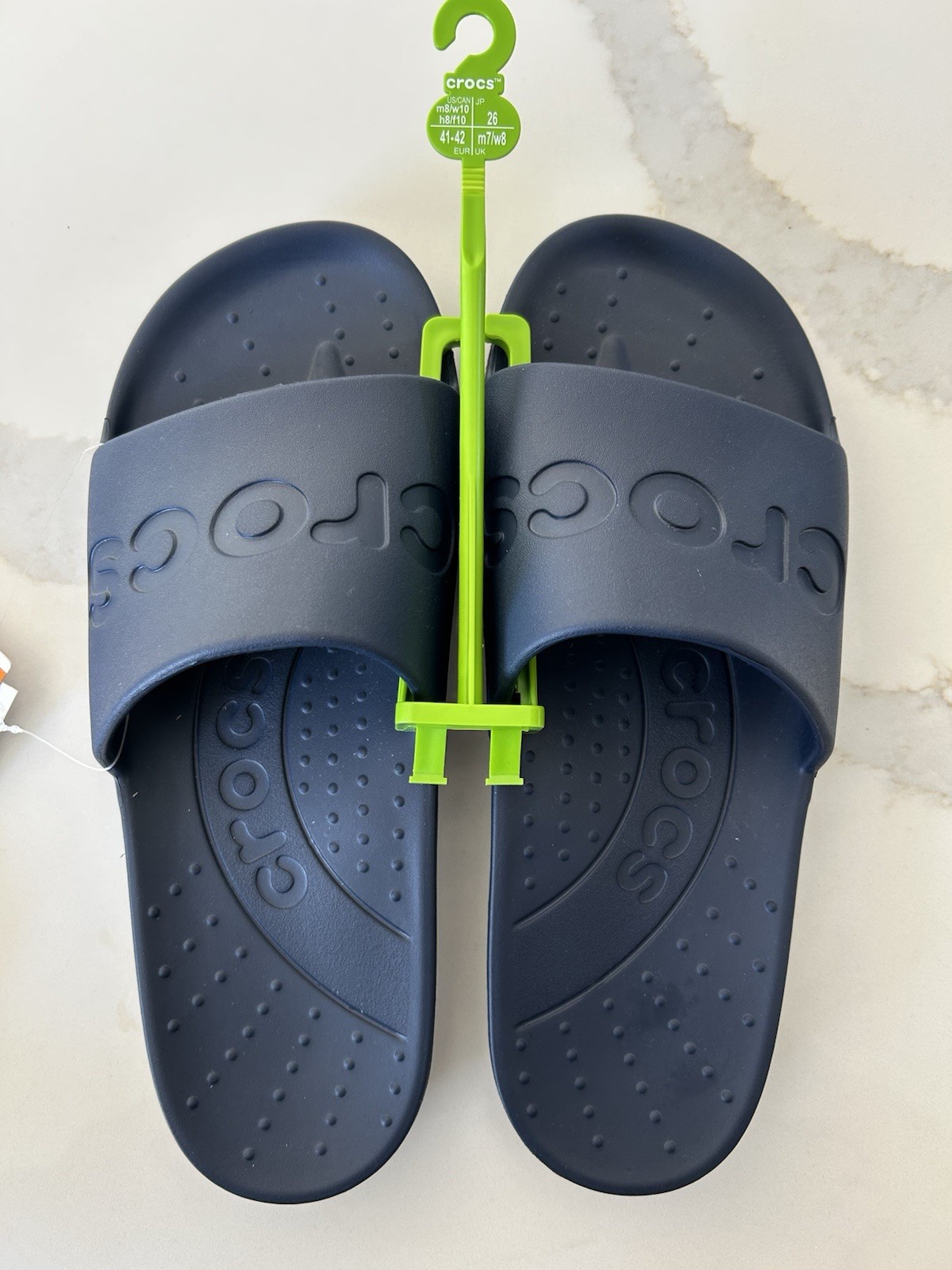 CROCS Unisex-Adults Classic Slides in Navy – Standard fit 8 Men/10 Woman – NEW