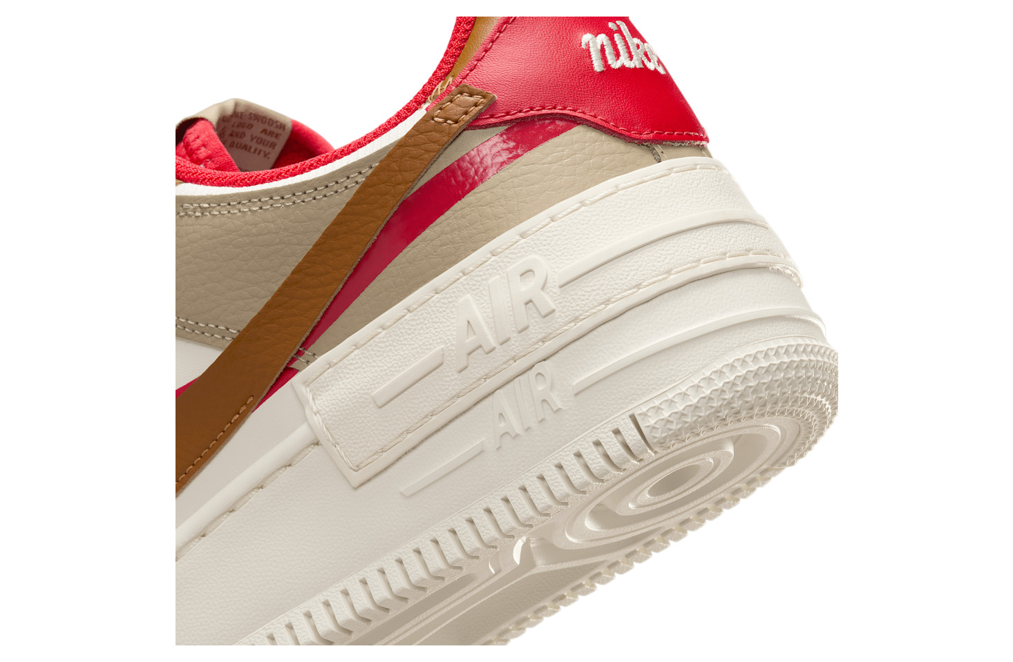 Women’s Nike Air Force 1 Shadow Phantom Fire Red British Tan Khaki HQ3400-030