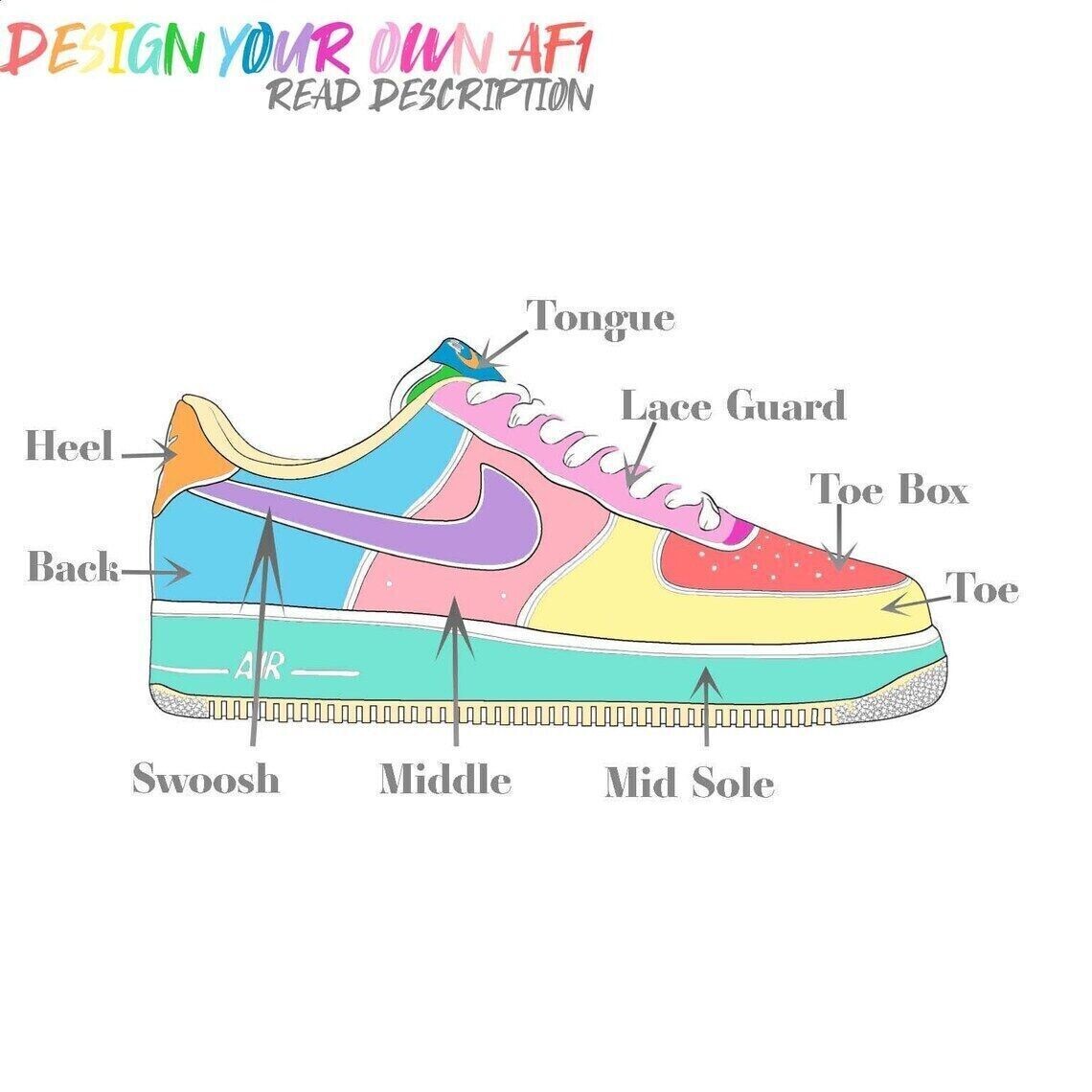Nike Air Force 1 Custom Glitter Sparkle Sneakers Purple Magenta Pink White Shoes