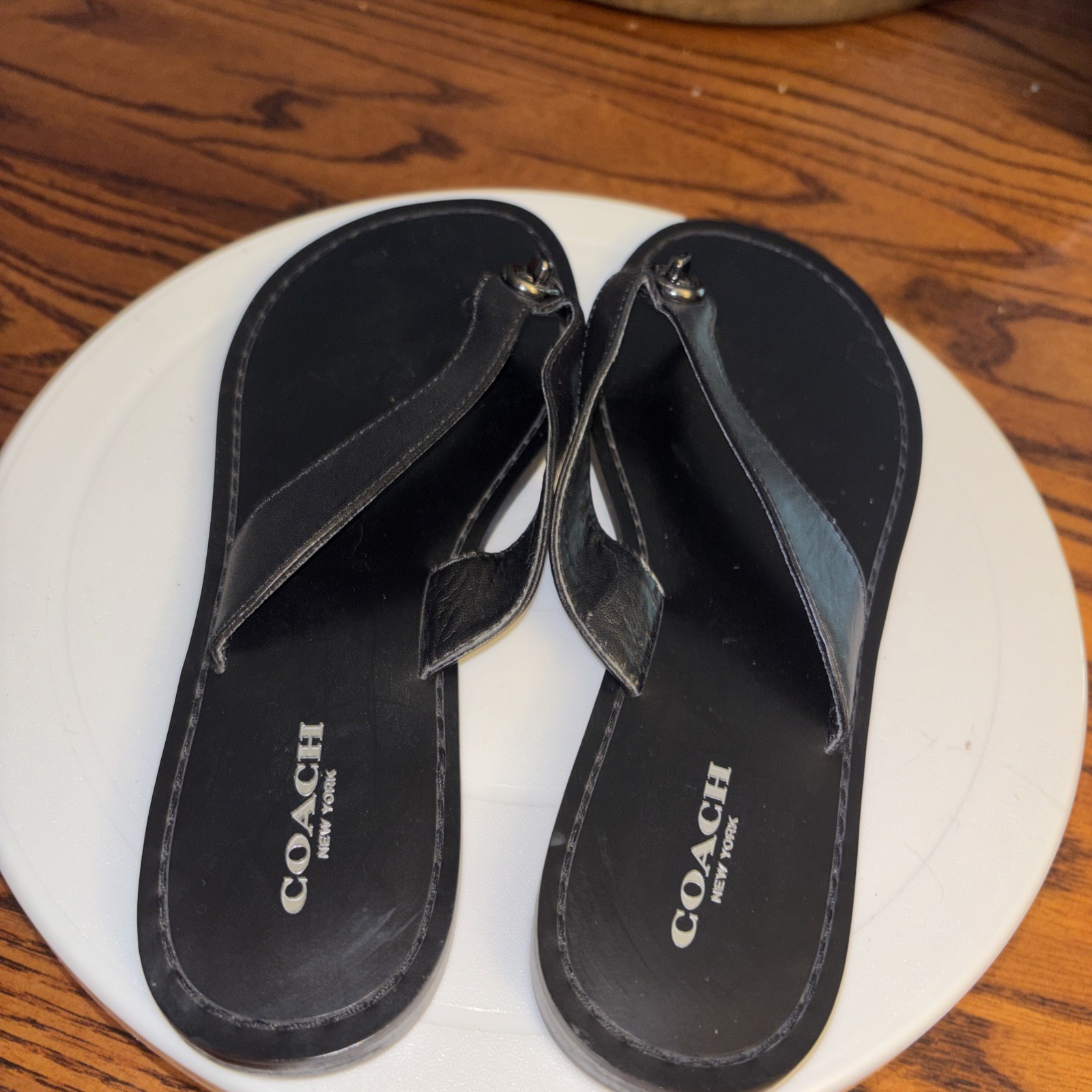 COACH Women’s Abbigail Sandal Black PVC Thong Slide Flip-Flops 6.5B