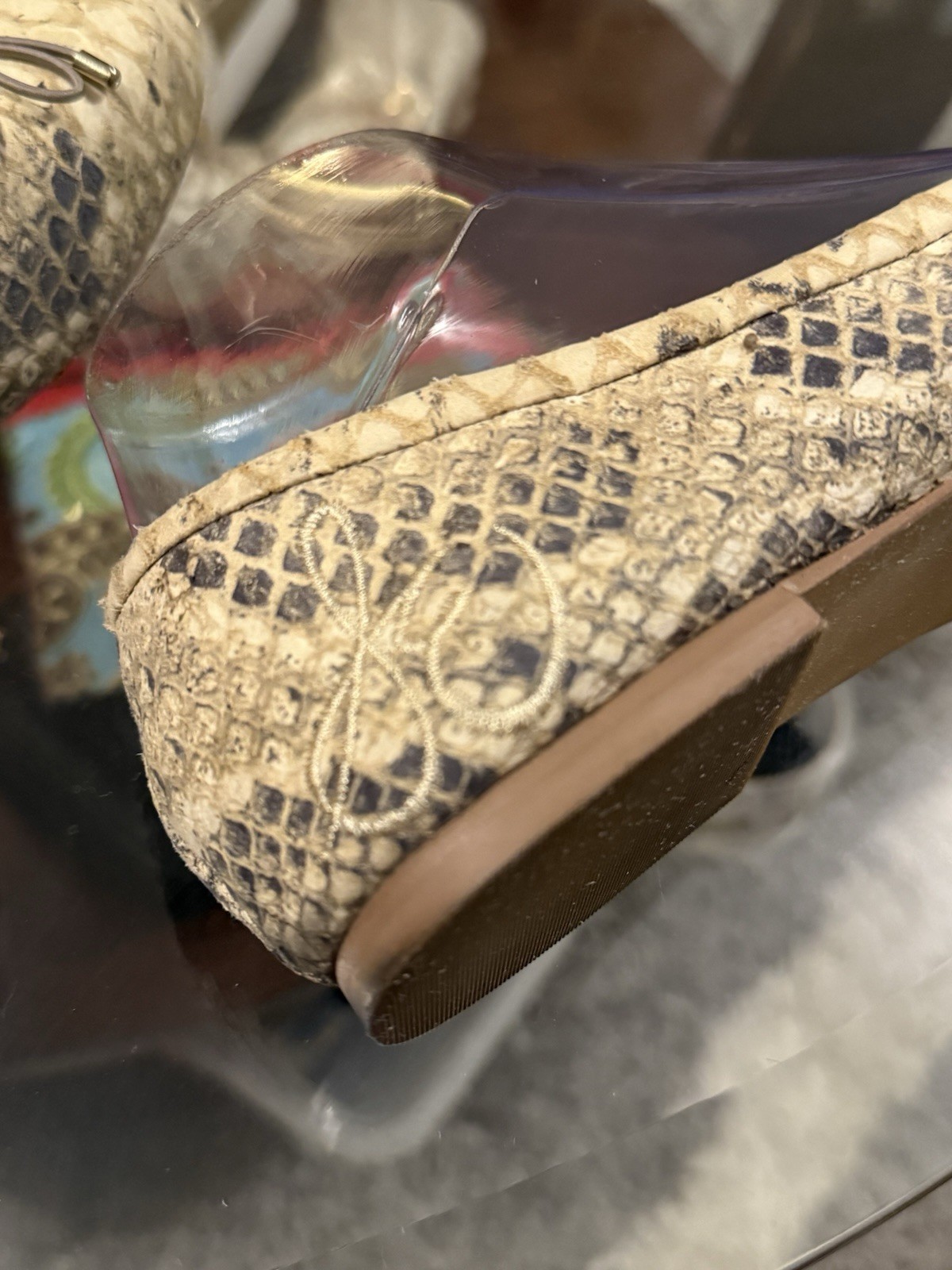 Sam Edelman Felicia Embossed Python Print Ballet Flats women’s SZ 7M Cream