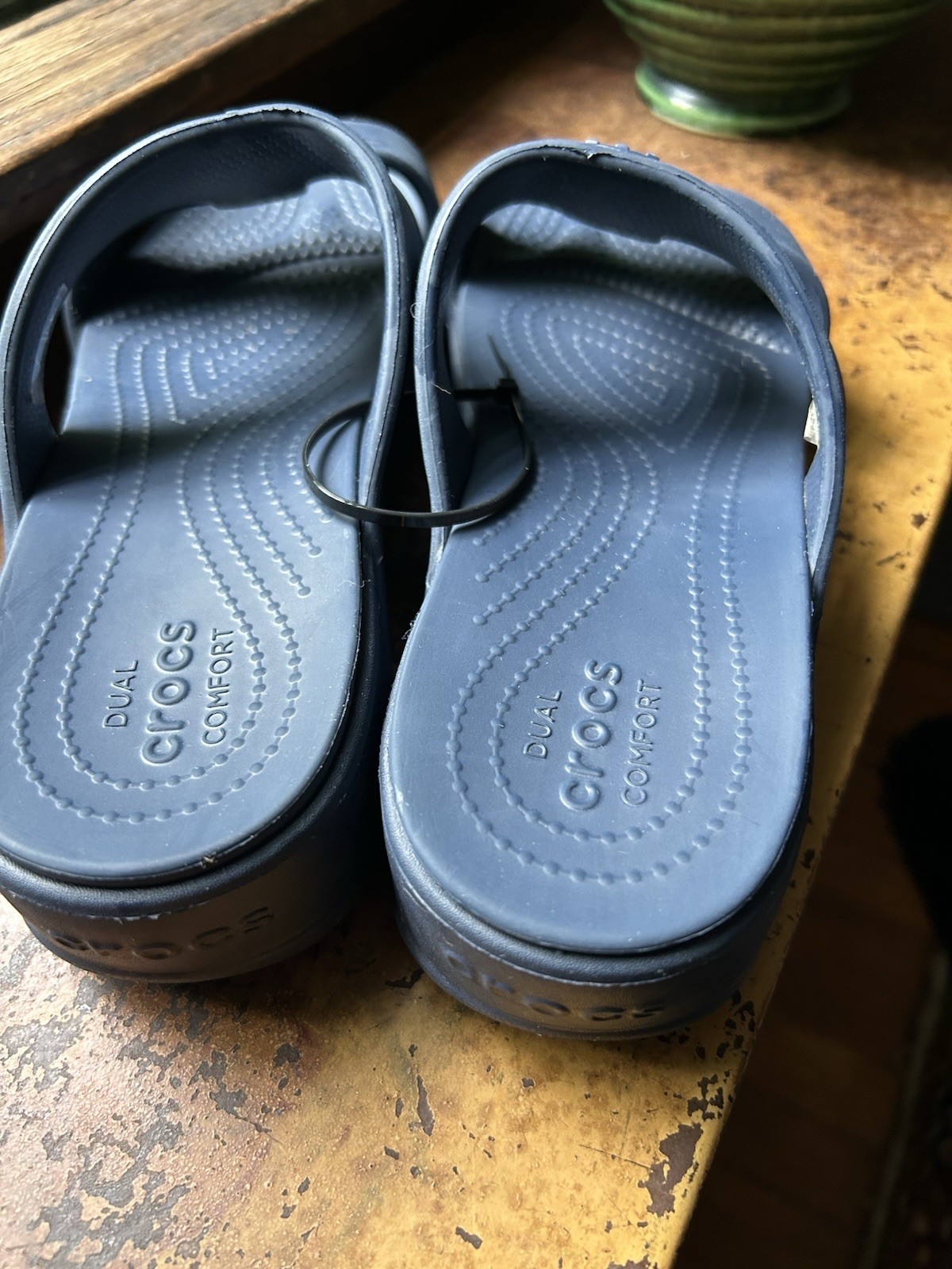 CROCS Monterey Diamante Wedge Slide Sandal Women’s Size 9 Navy Sage Summer