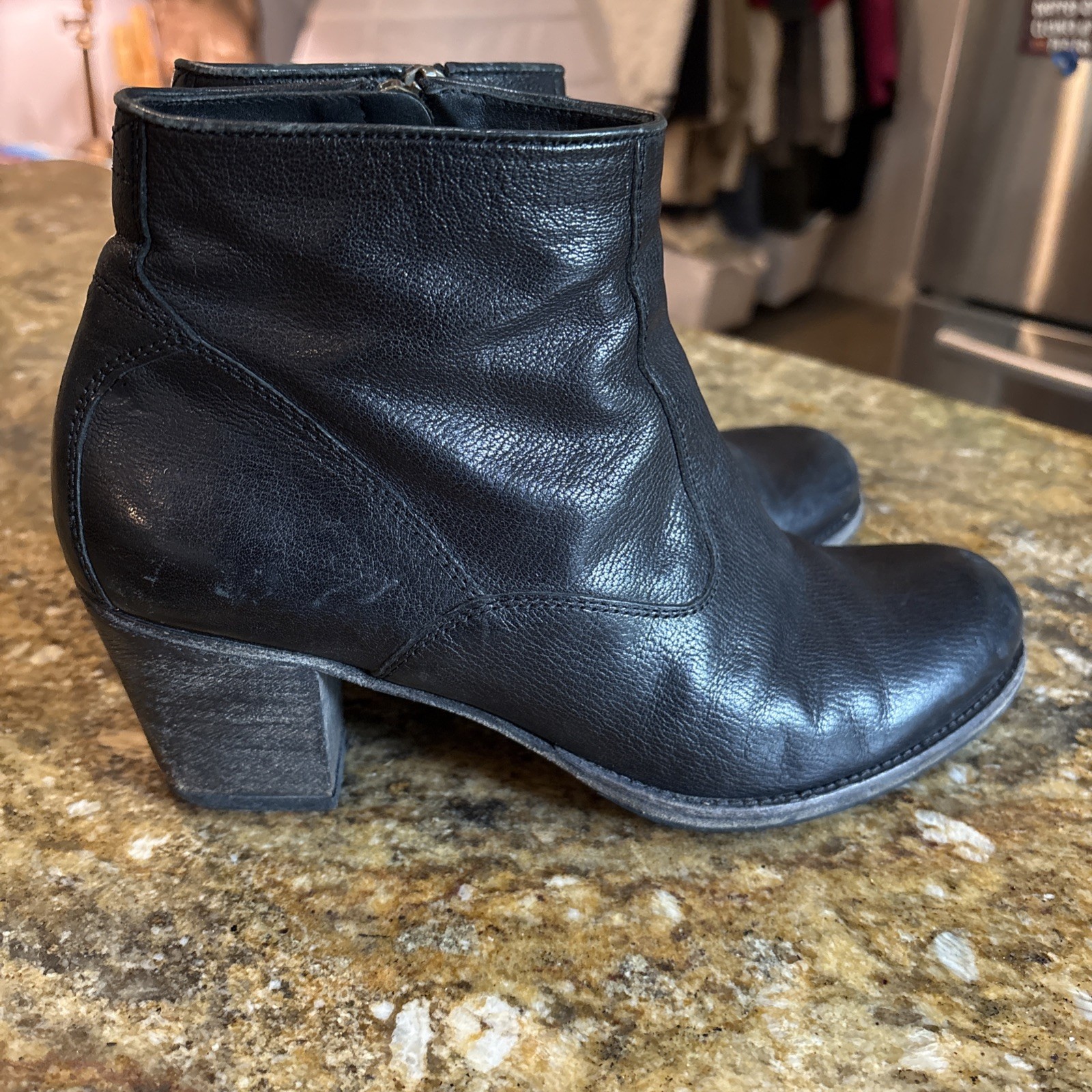 N.D.C. Made by Hand Women Black Leather Heeled Ankle Boots 39 US 9