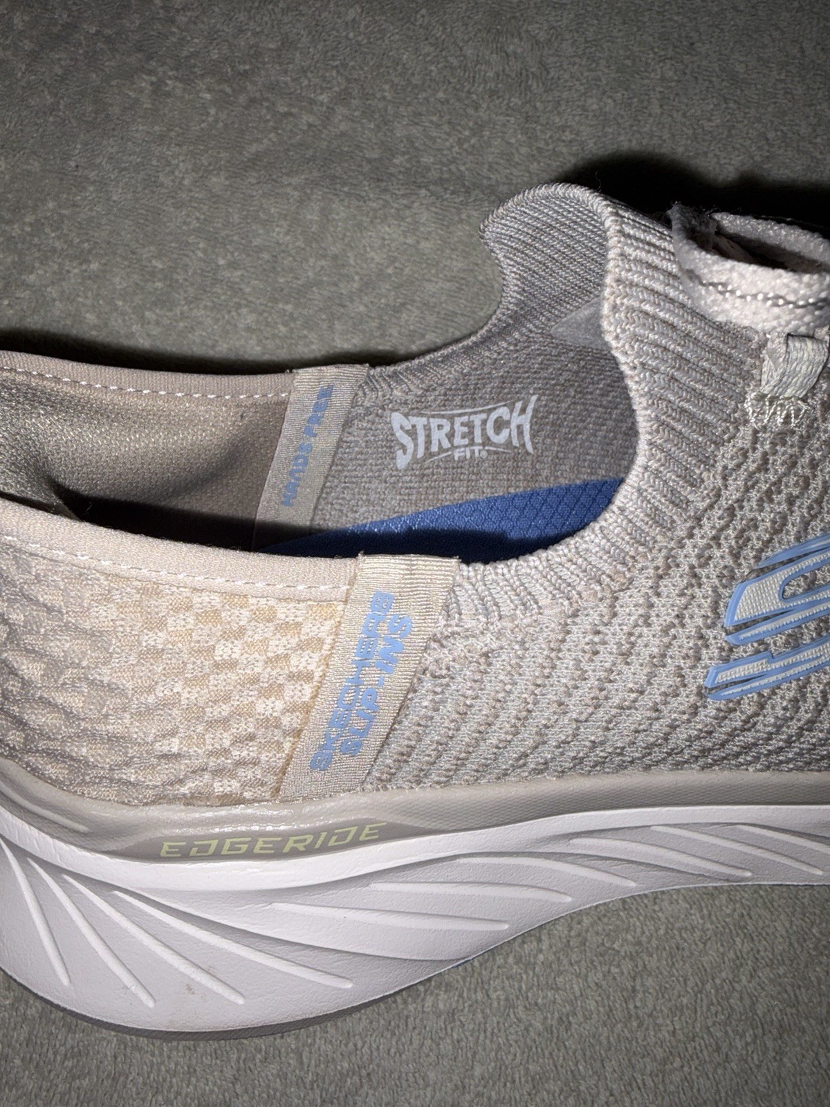 SKECHERS Slip-ins Relaxed Fit Edgeride Womens Gray/Blue Lace-Up Running Sneakers